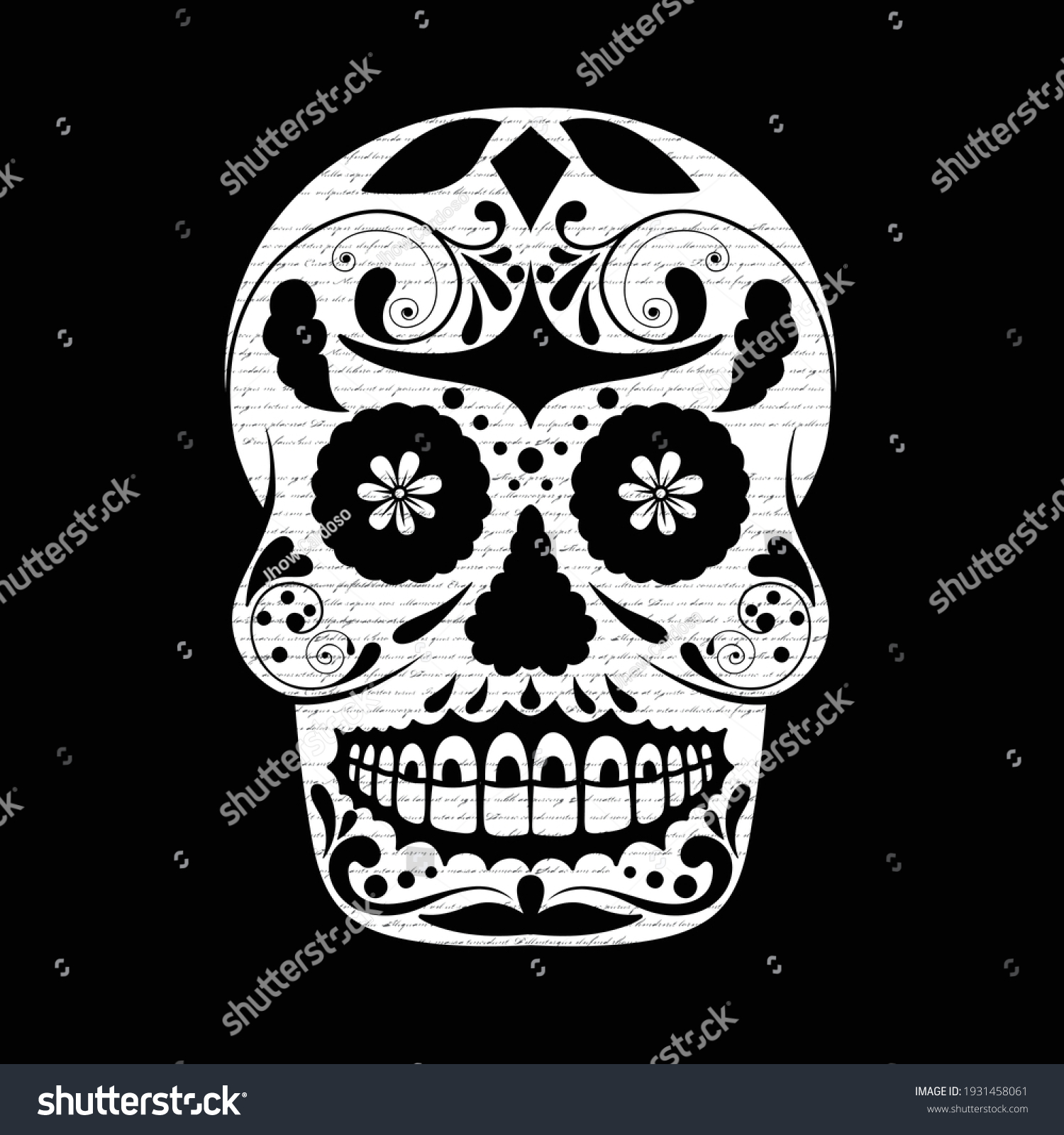 Black White Skull Letters Background Illustrator Stock Vector (Royalty ...
