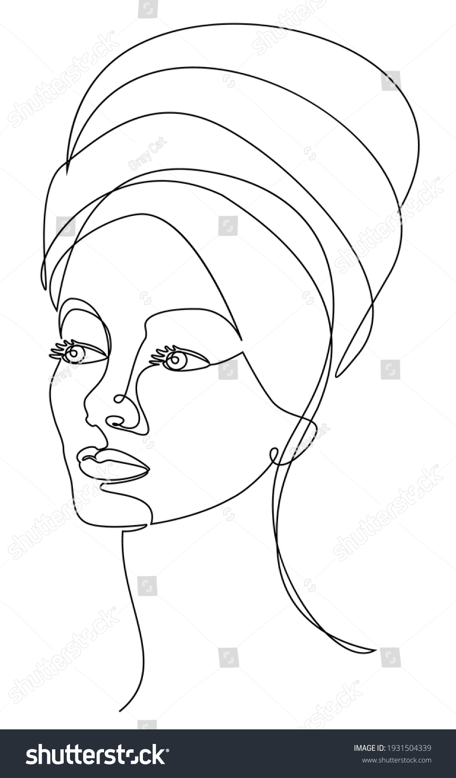 Silhouettes Head Girl Turban Scarf Woman Stock Vector (Royalty Free ...