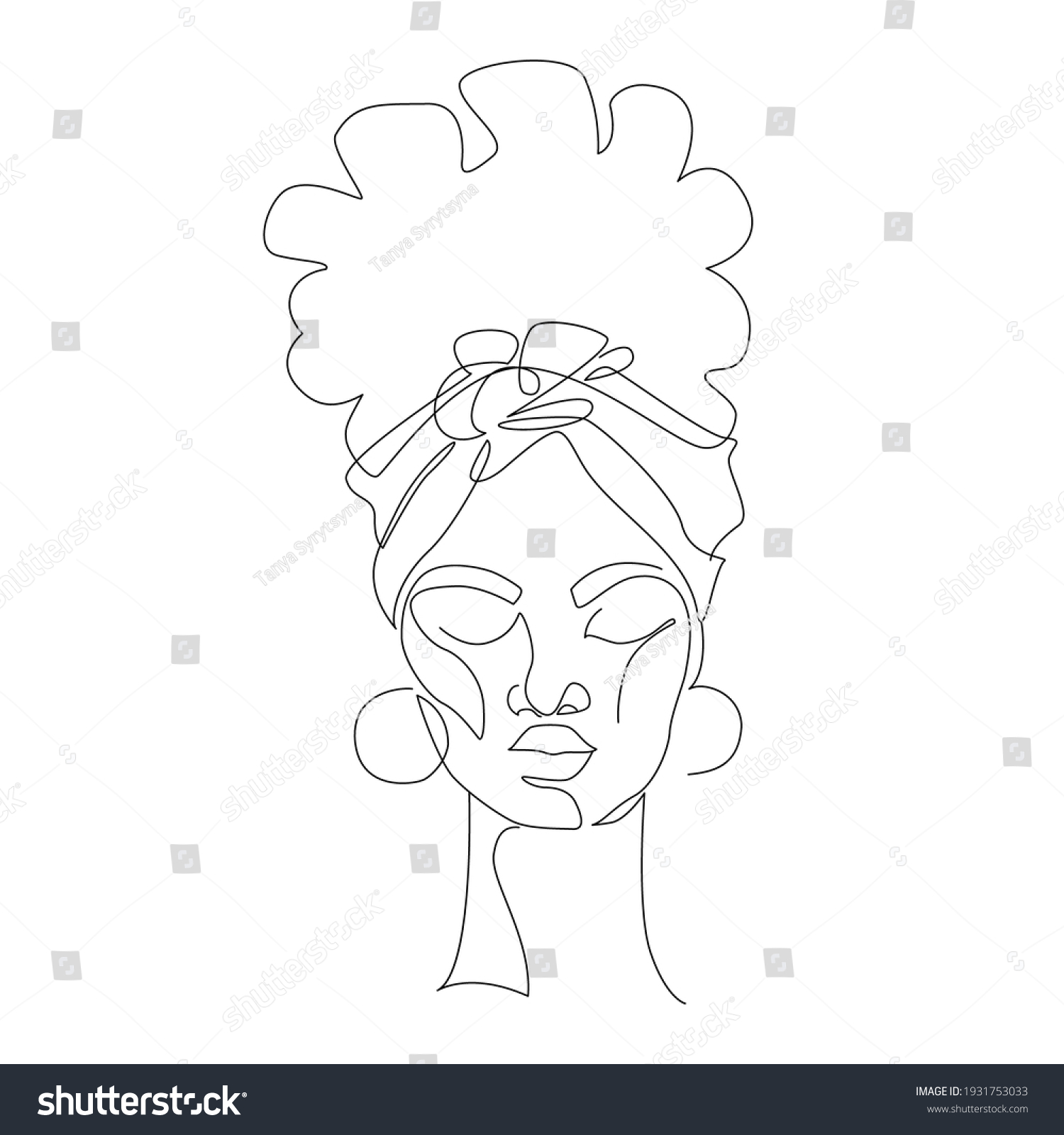 Black Woman Afro Portrait Isolated On Stock Vector Royalty Free