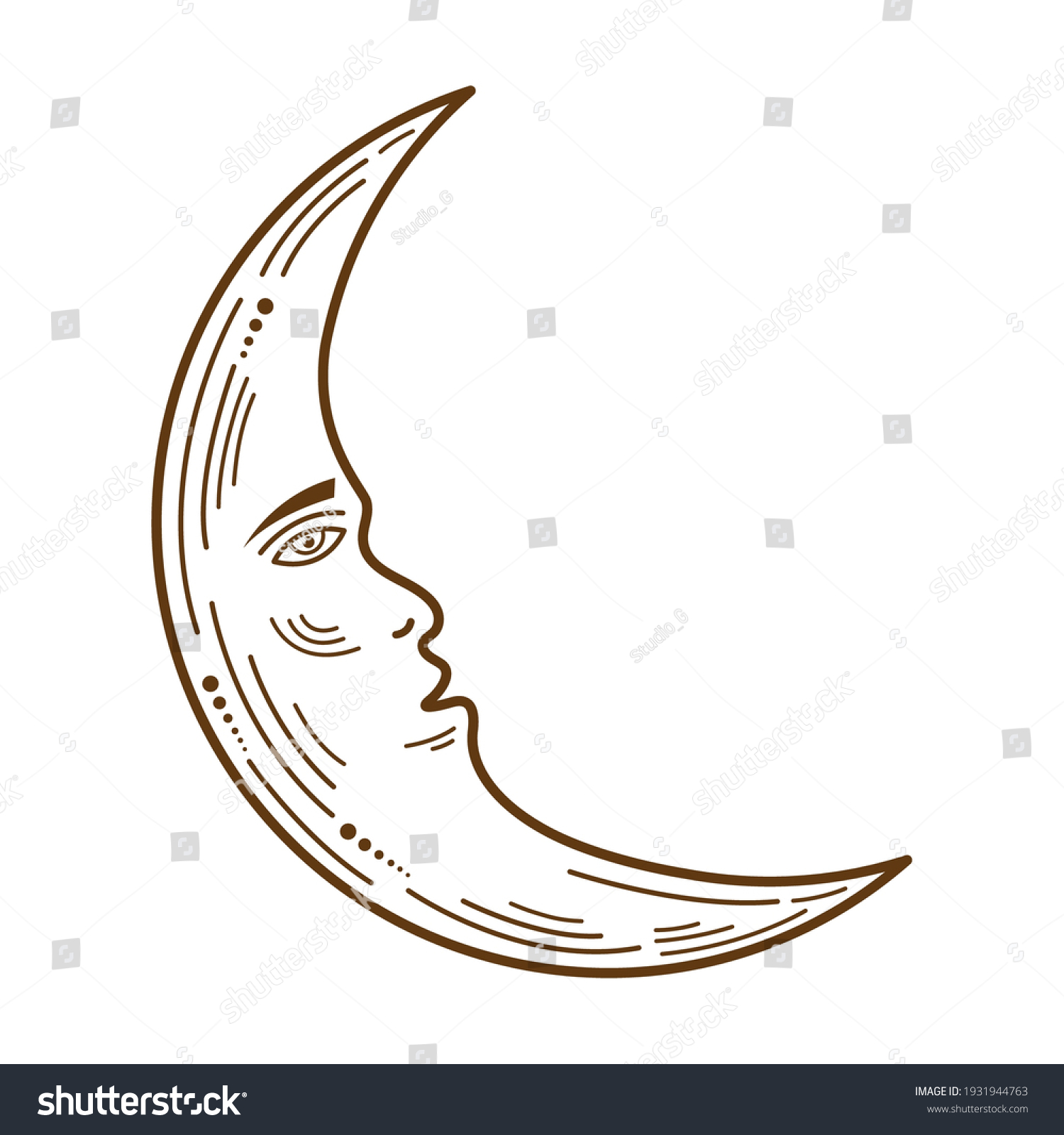 Crescent Moon Astrology Symbol Icon Stock Vector (Royalty Free ...