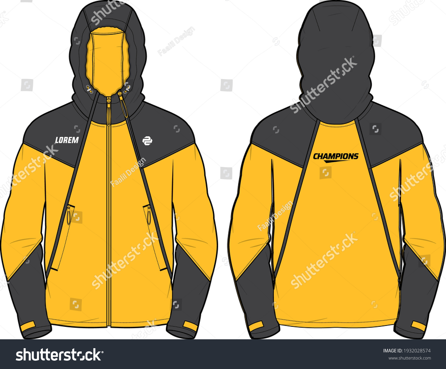 Long Sleeve Hoodie Jacket Design Template Stock Vector (Royalty Free ...