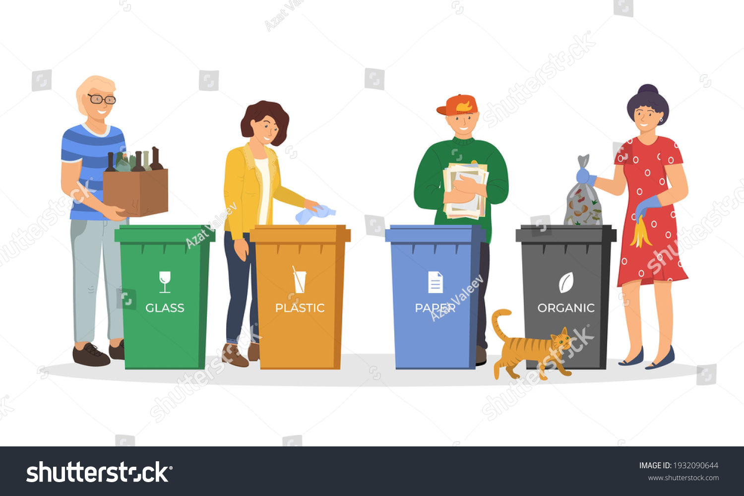 People Sorting Garbage Recycling Responsible Men Stock Vector (Royalty ...