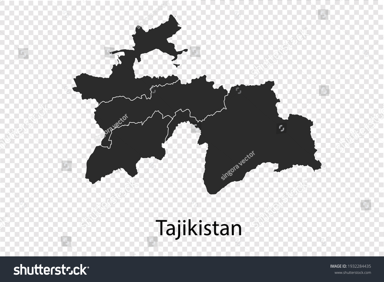 Tajikistan Map Vector Black Color Isolated Stock Vector (Royalty Free ...