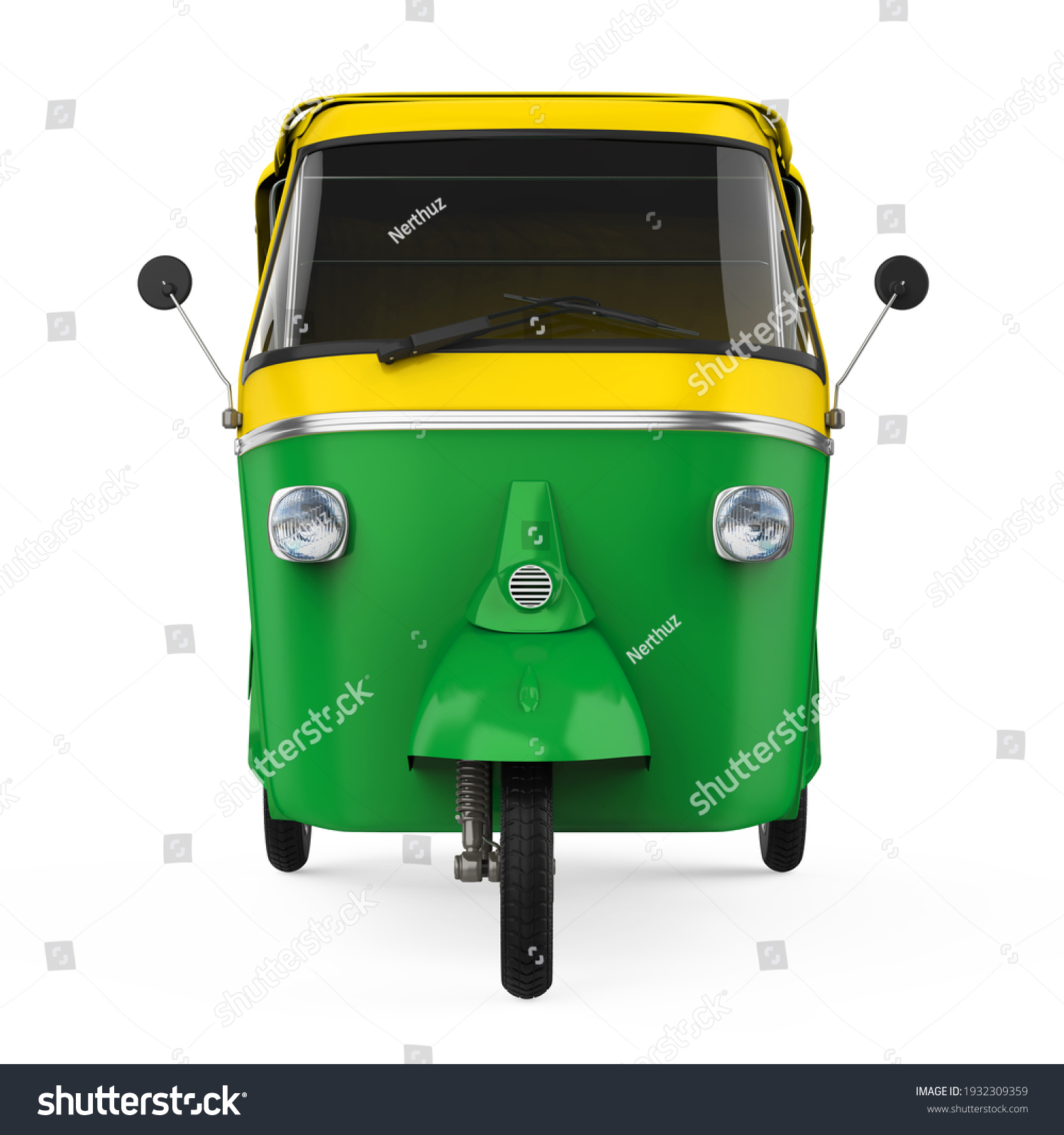 Auto Rickshaw Isolated Front View 3d Stock Illustration 1932309359 ...