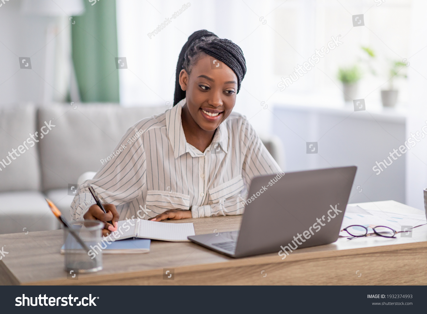 Young Black Lady Having Online Training Stock Photo 1932374993 