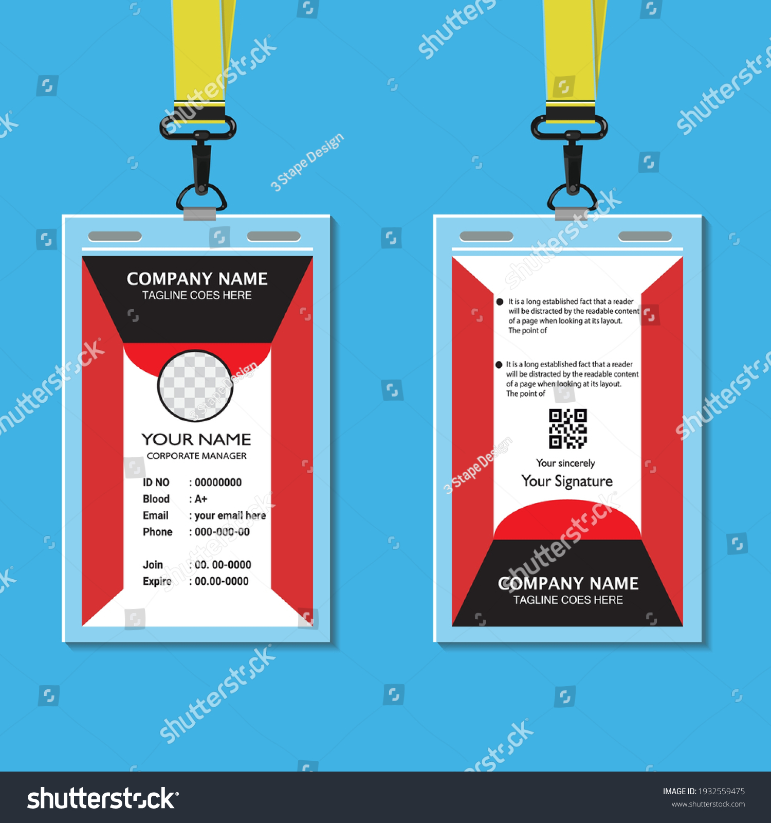 Corporate Office Identity Card Design Template Stock Vector Royalty