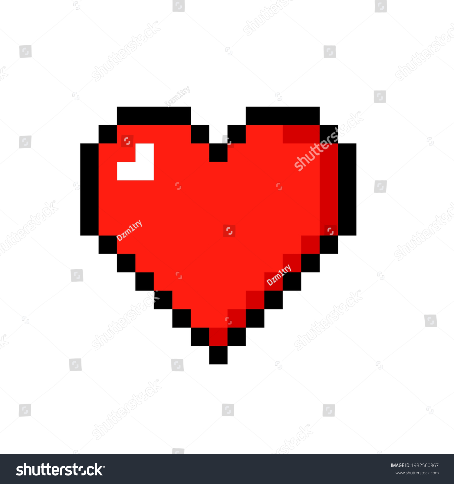 Pixel Art Heart Icon Clipart Image Stock Vector (Royalty Free ...