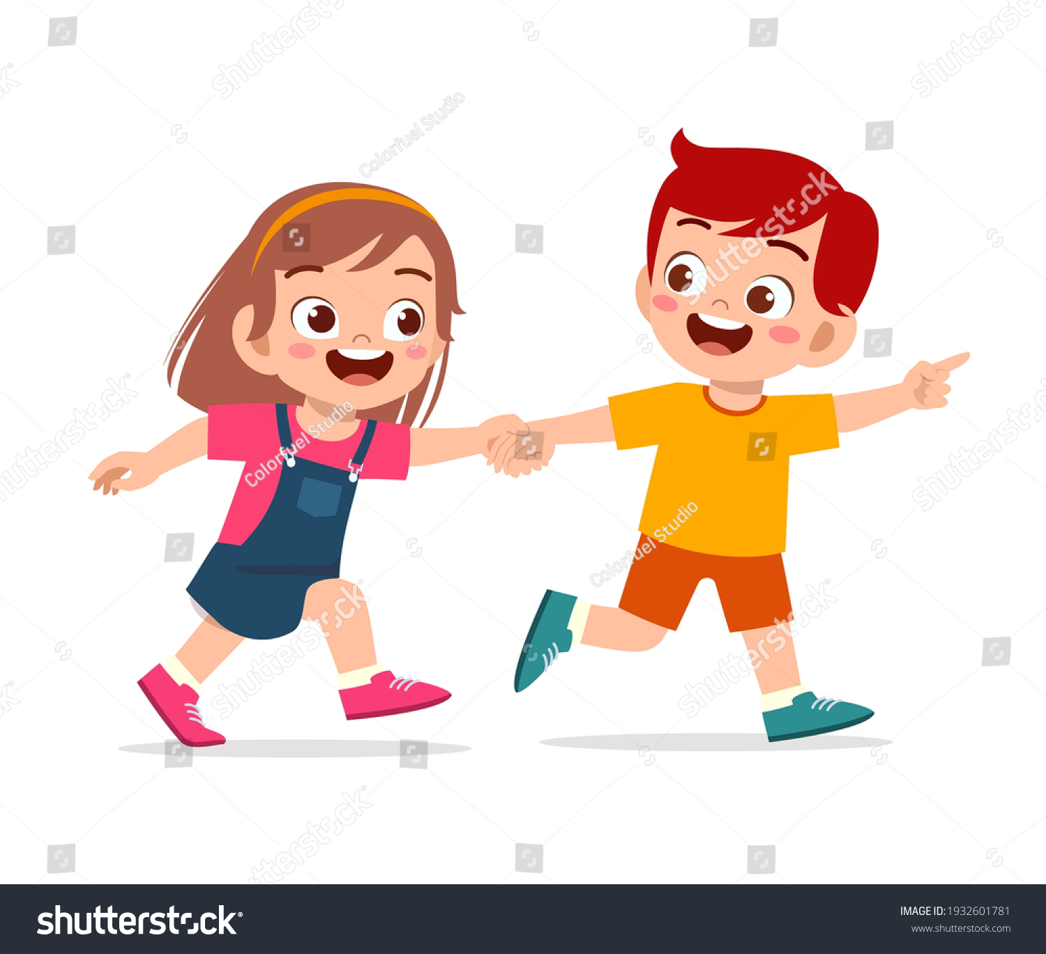 Cute Little Kid Boy Girl Holding Stock Vector (Royalty Free) 1932601781 ...