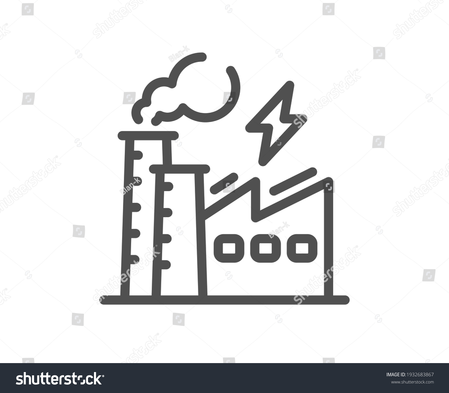 Electricity Factory Line Icon Electric Energy Stock Vector (royalty 