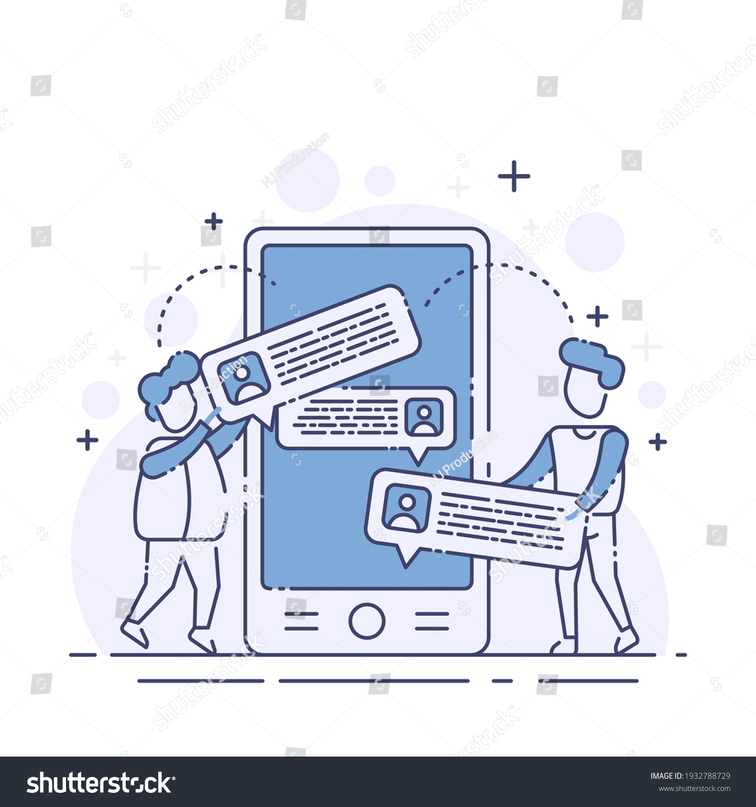 Flat Vector Illustration Two Men Communicate Stock Vector Royalty Free