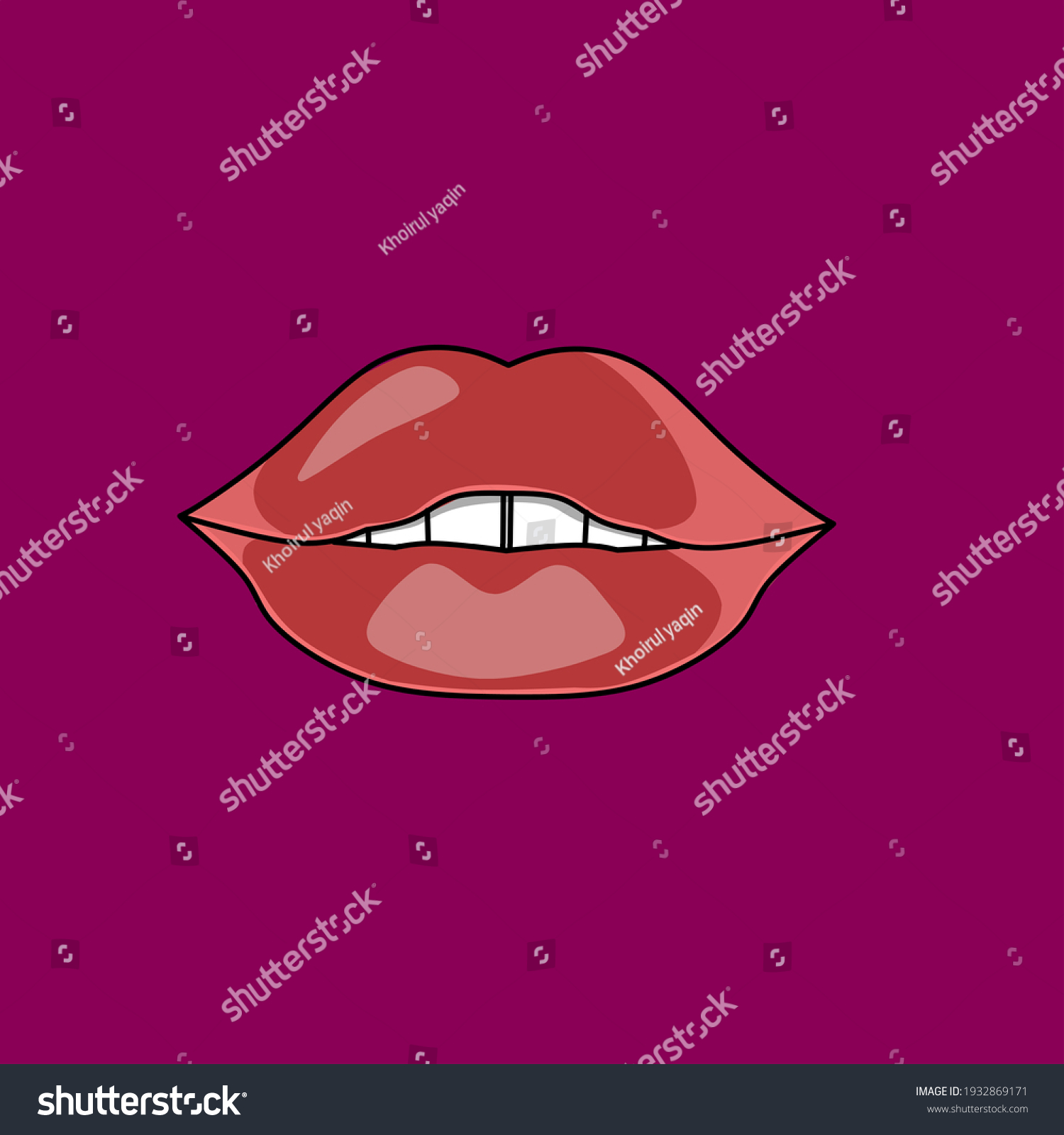 Colección De Labios Rojos Ilustración Vectorial Vector De Stock Libre De Regalías 1932869171