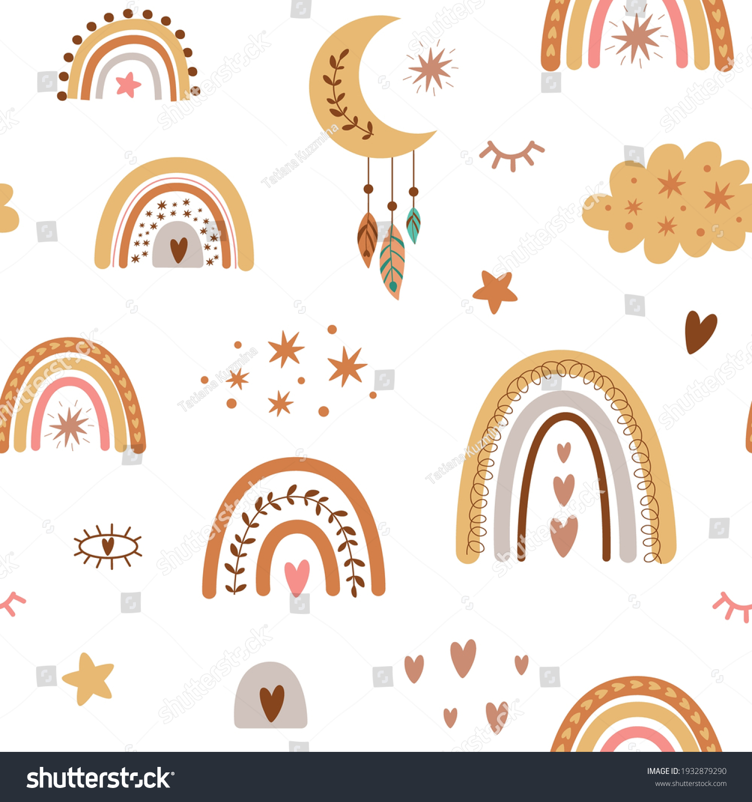 Rainbow Pattern Children Boho Rainbow Pattern Stock Vector (royalty 