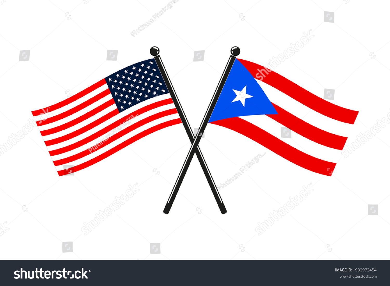 National Flags Puerto Rico Usa Crossed Stock Vector (Royalty Free ...