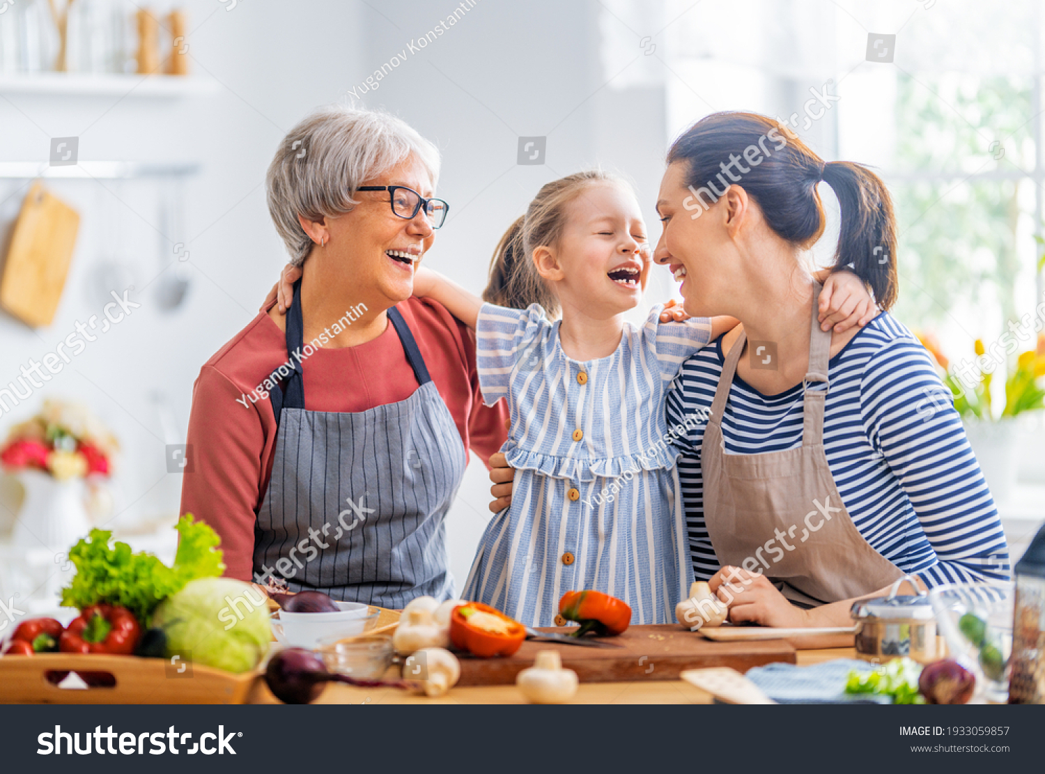 Healthy Food Home Happy Family Kitchen Stock Photo 1933059857 ...