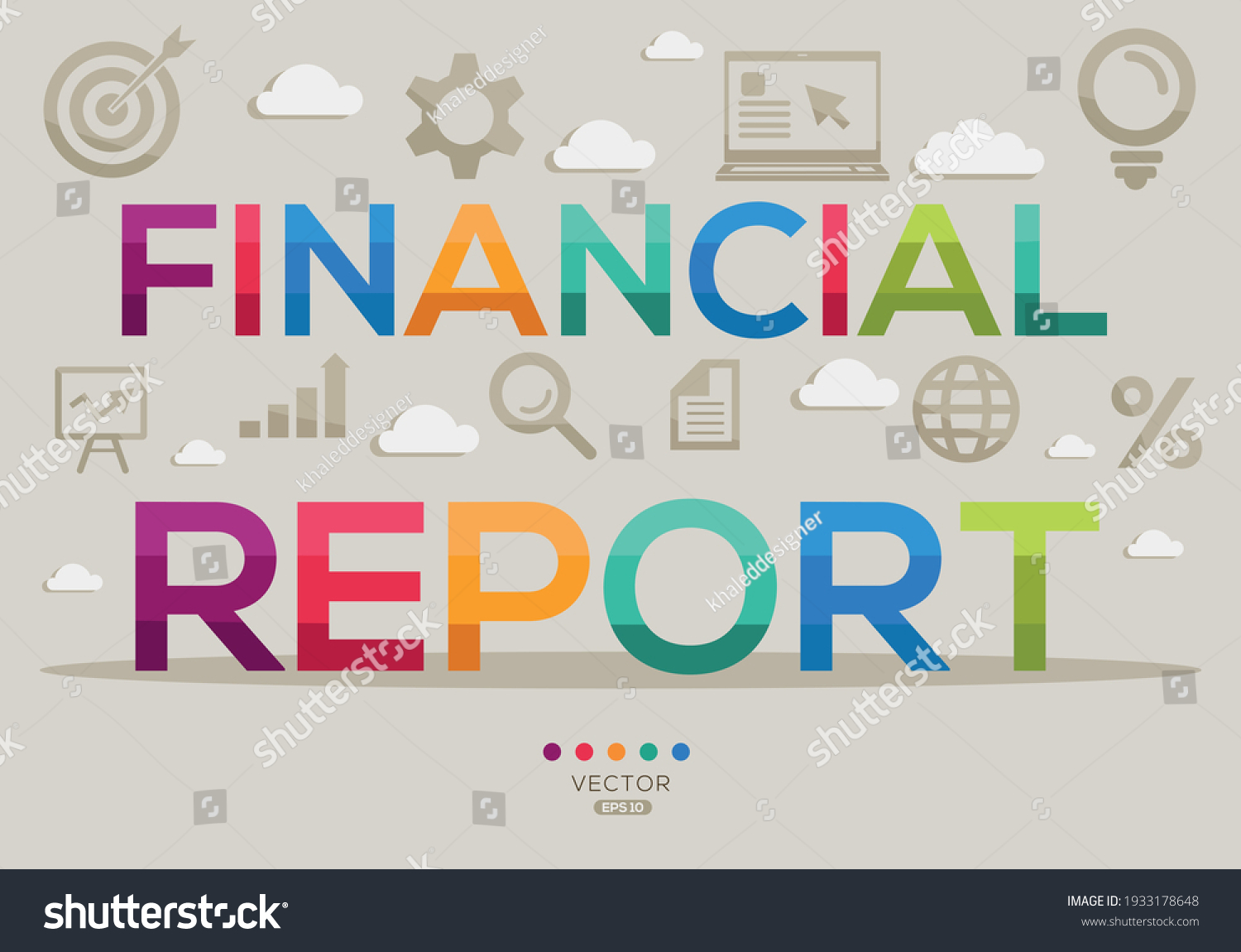 Creative Financial Report Banner Word Icon Stock Vector (Royalty Free ...