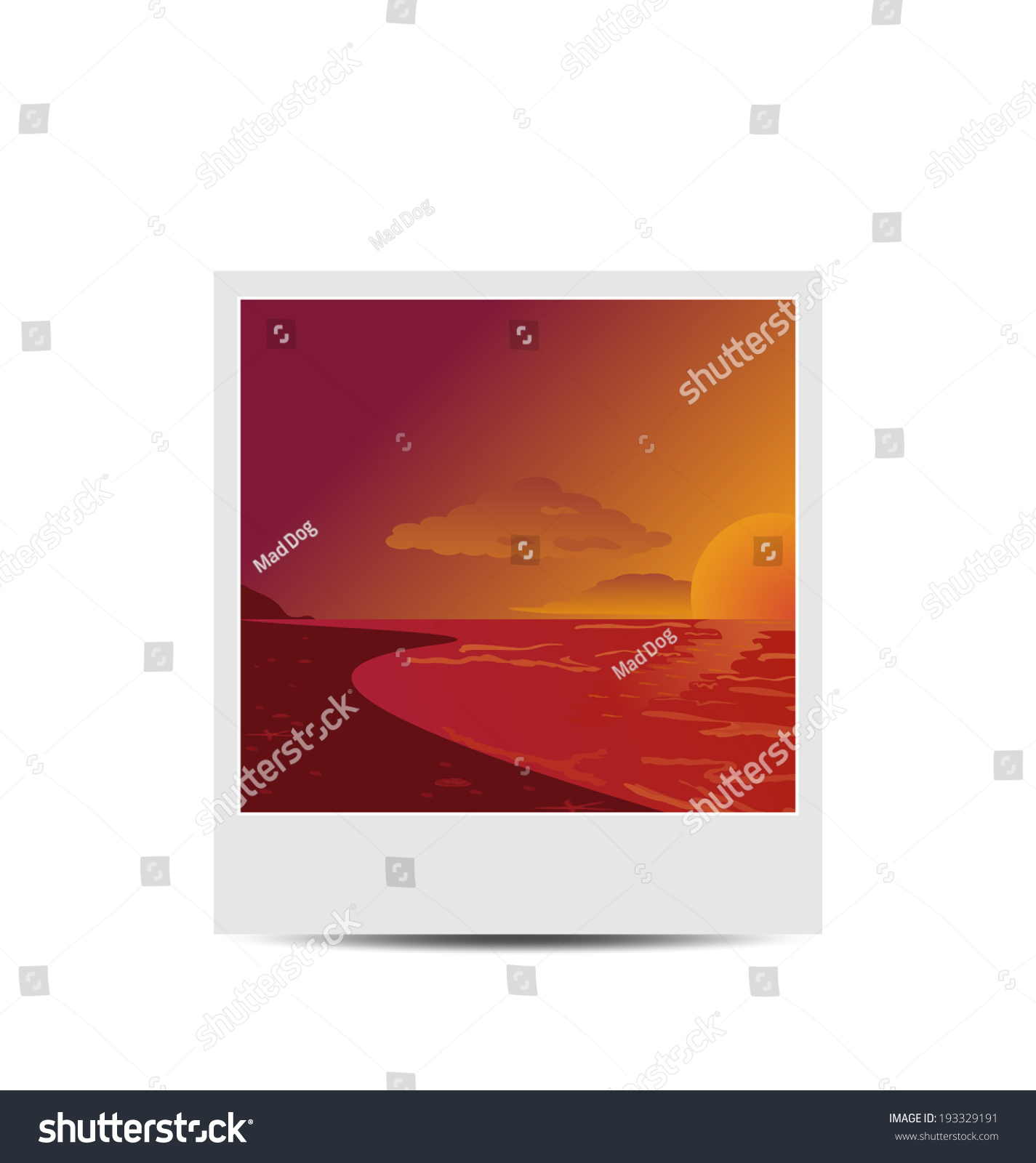 Illustration Photo Frame Sunset Beach Background Stock Vector Royalty Free 193329191 5465