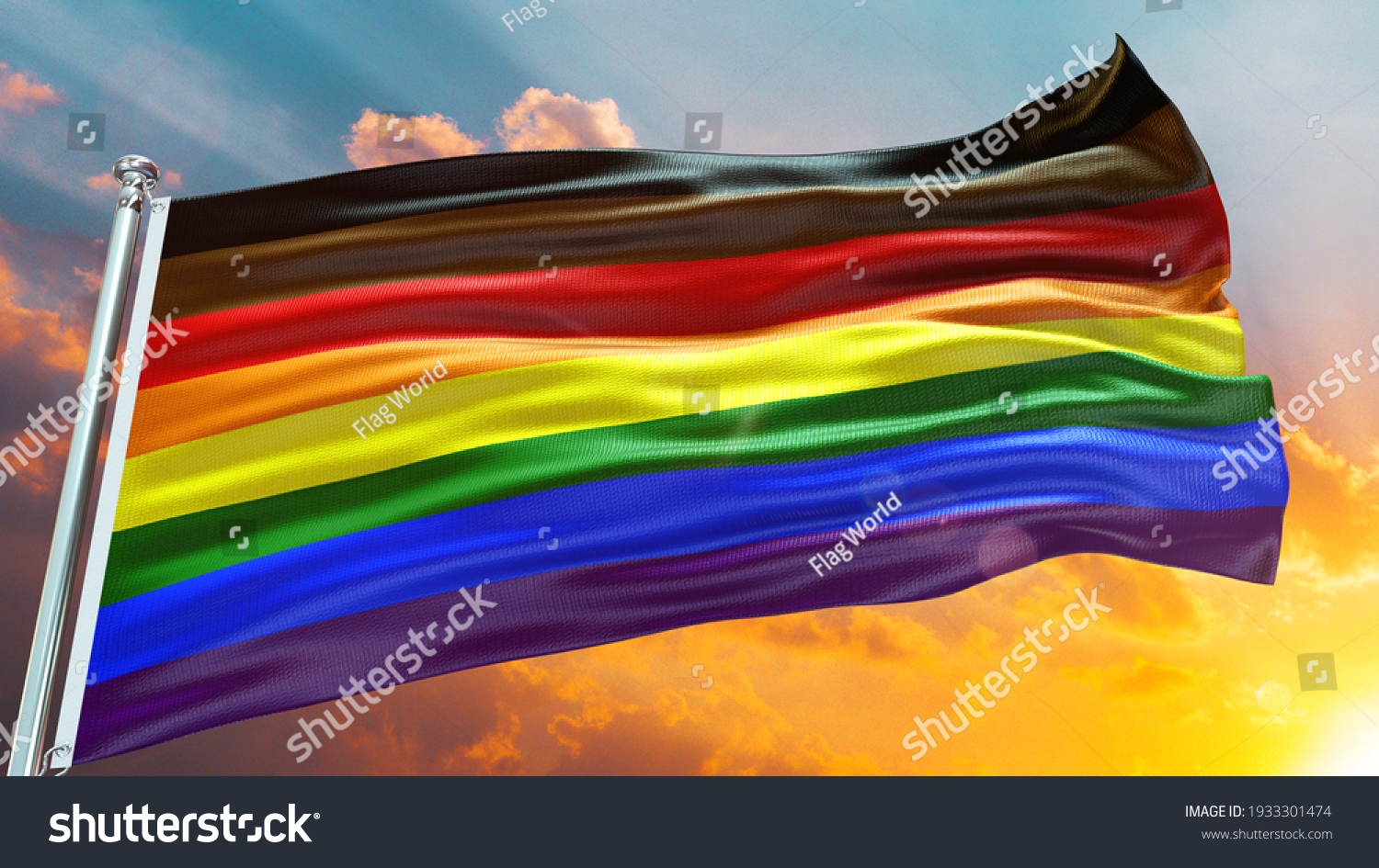 Philadelphia Pride Flag Waving Texture Sky Stock Illustration