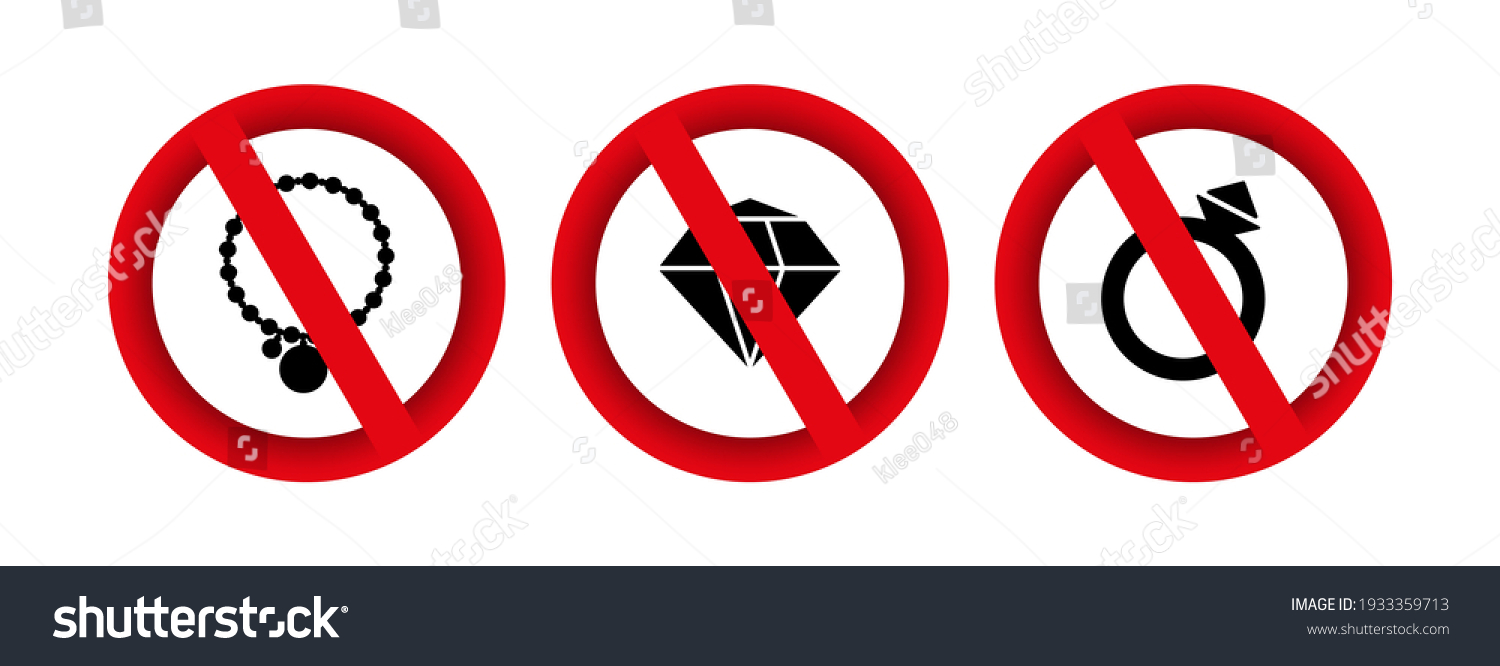 No Jewelry Forbidden Sign Vector Icon Stock Vector Royalty Free