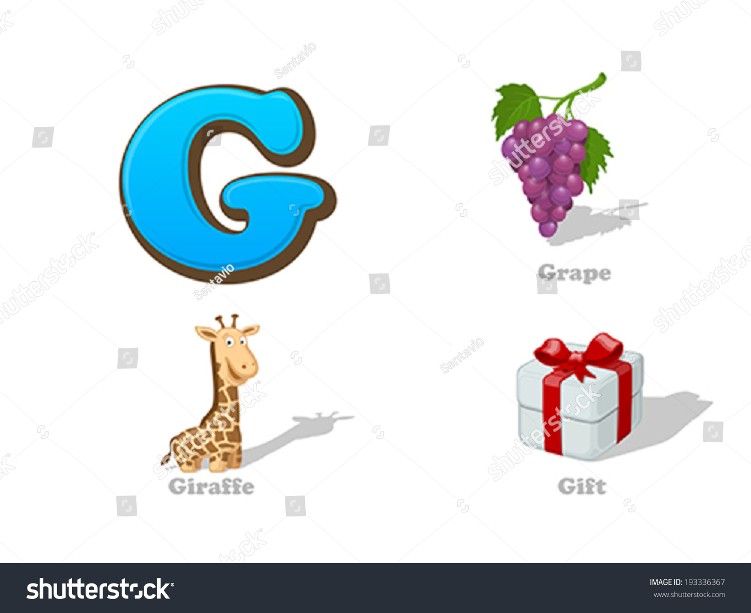 Abc Letter G Funny Kid Icons Stock Vector (Royalty Free) 193336367 ...