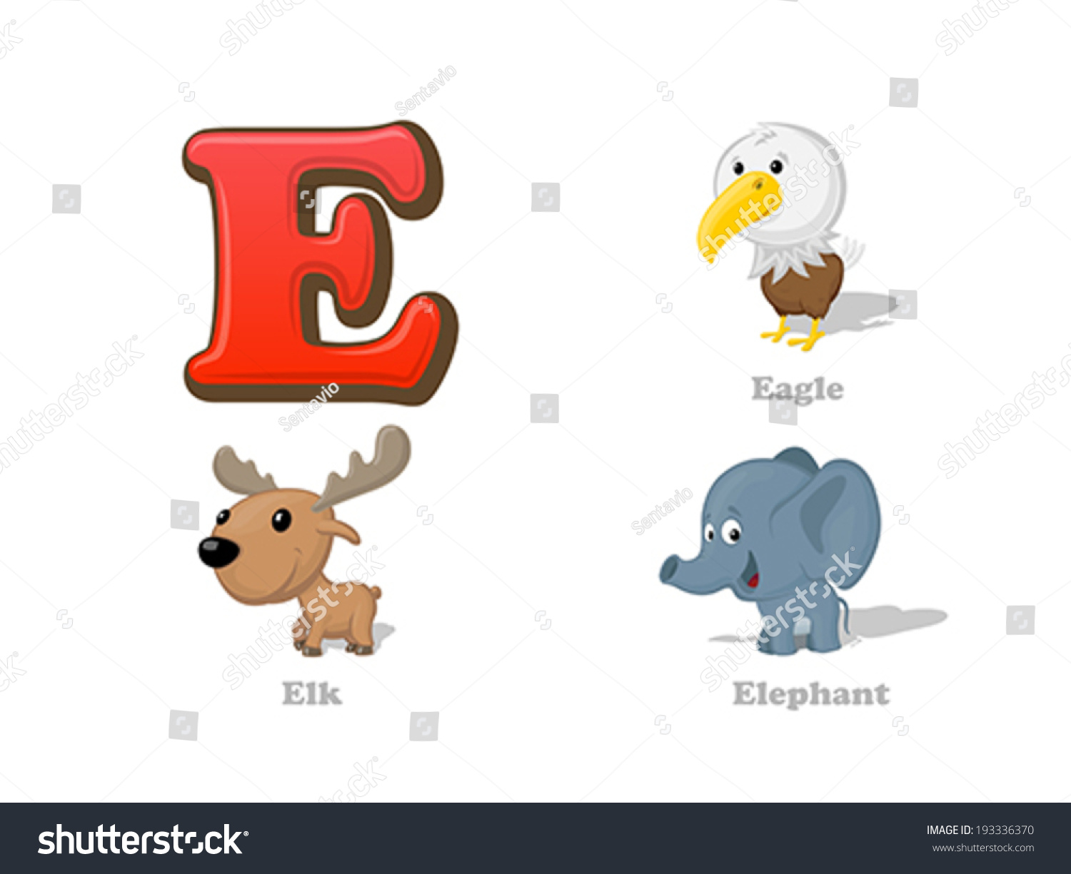 Abc Letter E Funny Kid Icons Stock Vector (Royalty Free) 193336370 ...