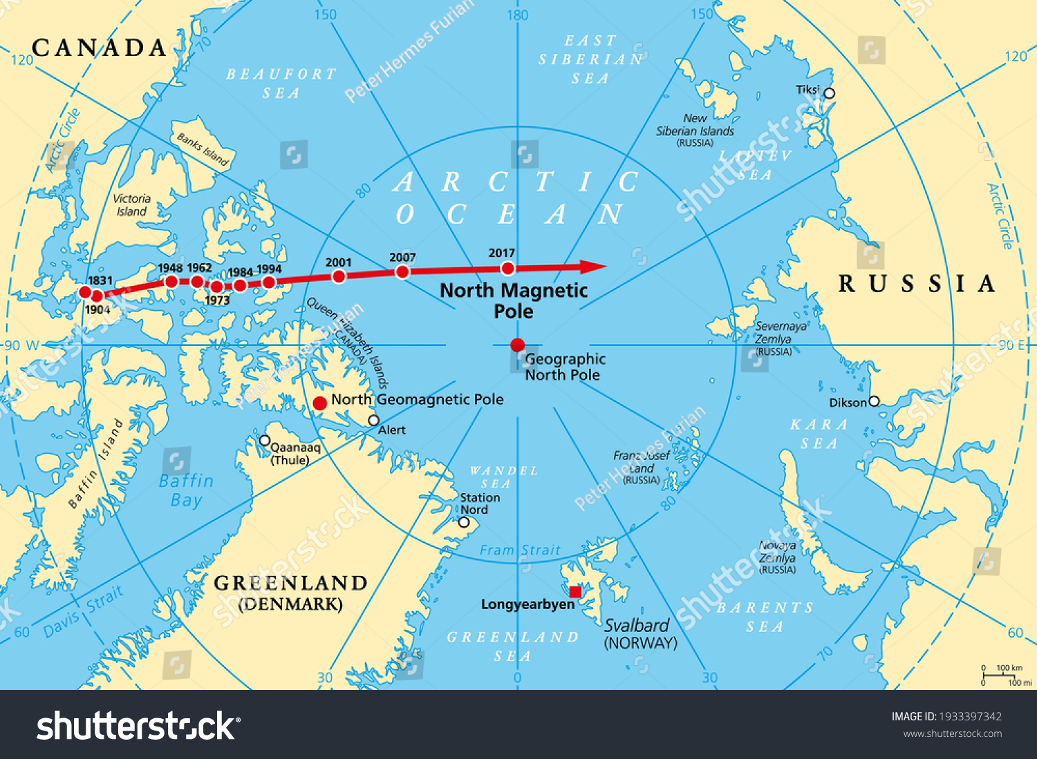 movement-north-magnetic-pole-political-map-stock-vector-royalty-free