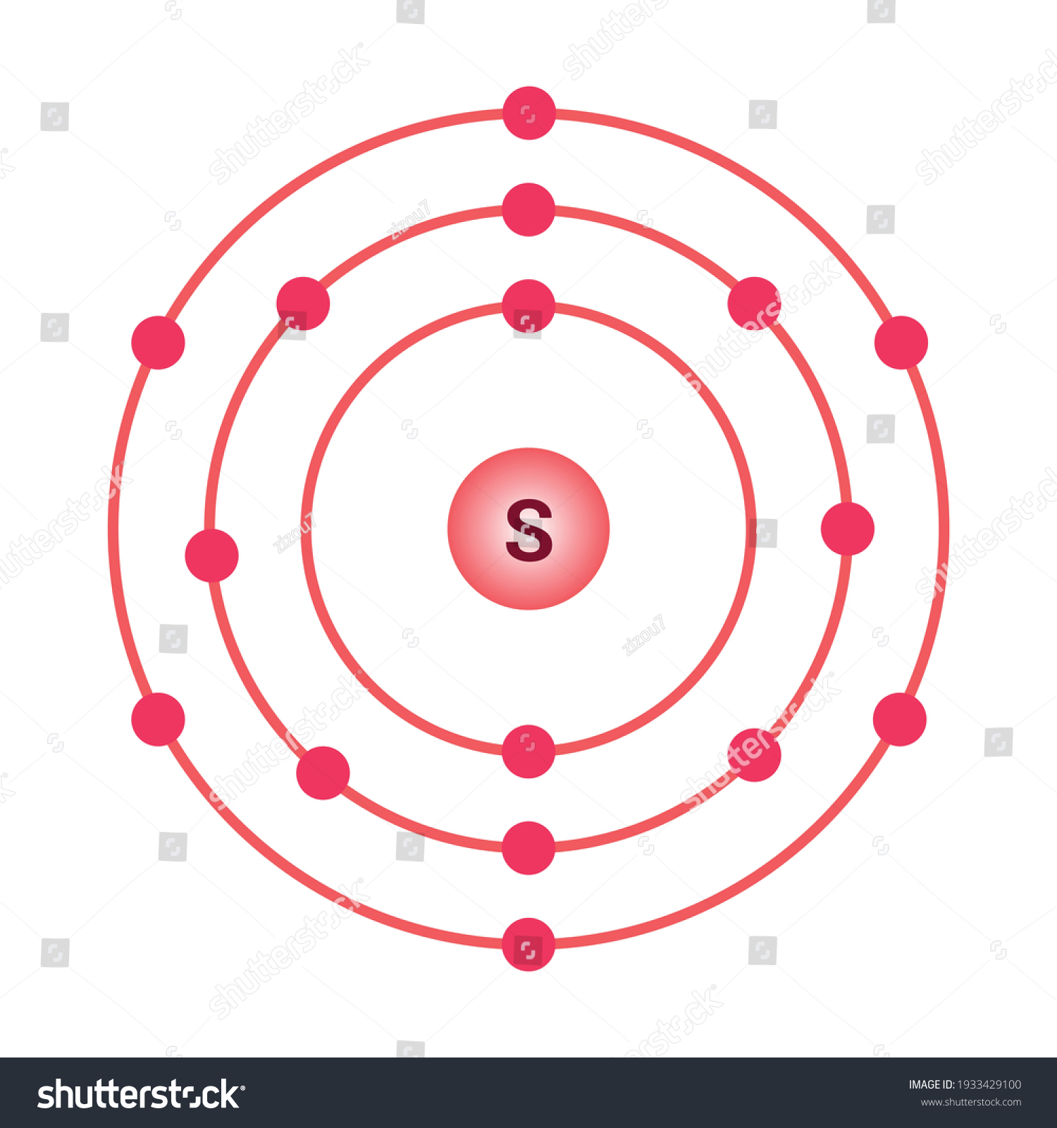 Bohr Model Sulfur Atom Electron Structure Stock Vector (Royalty Free ...