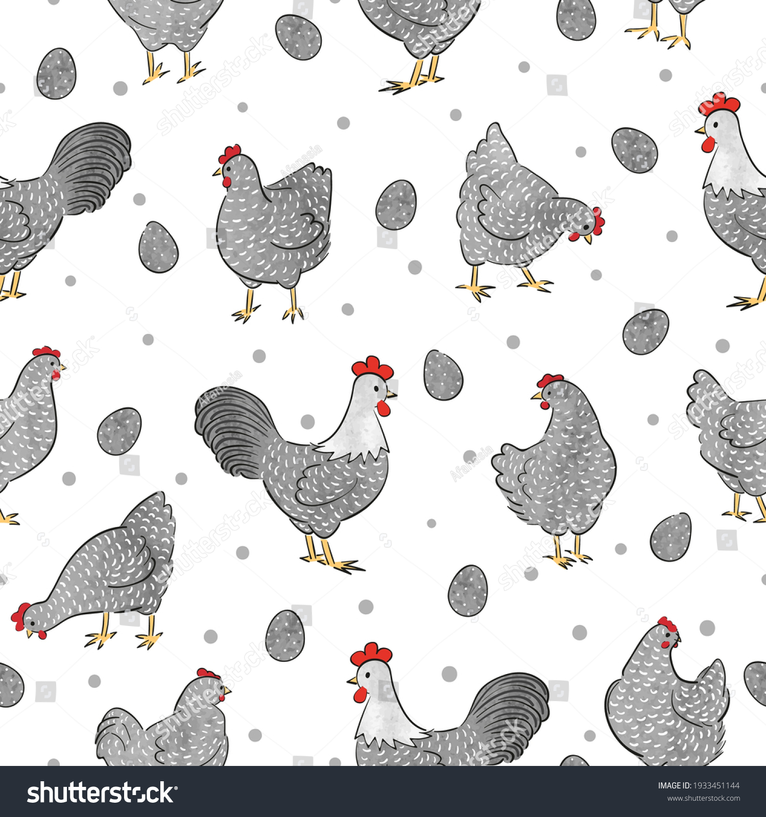 Seamless Easter Chicken Pattern Hens Roosters Stock Vector (Royalty ...