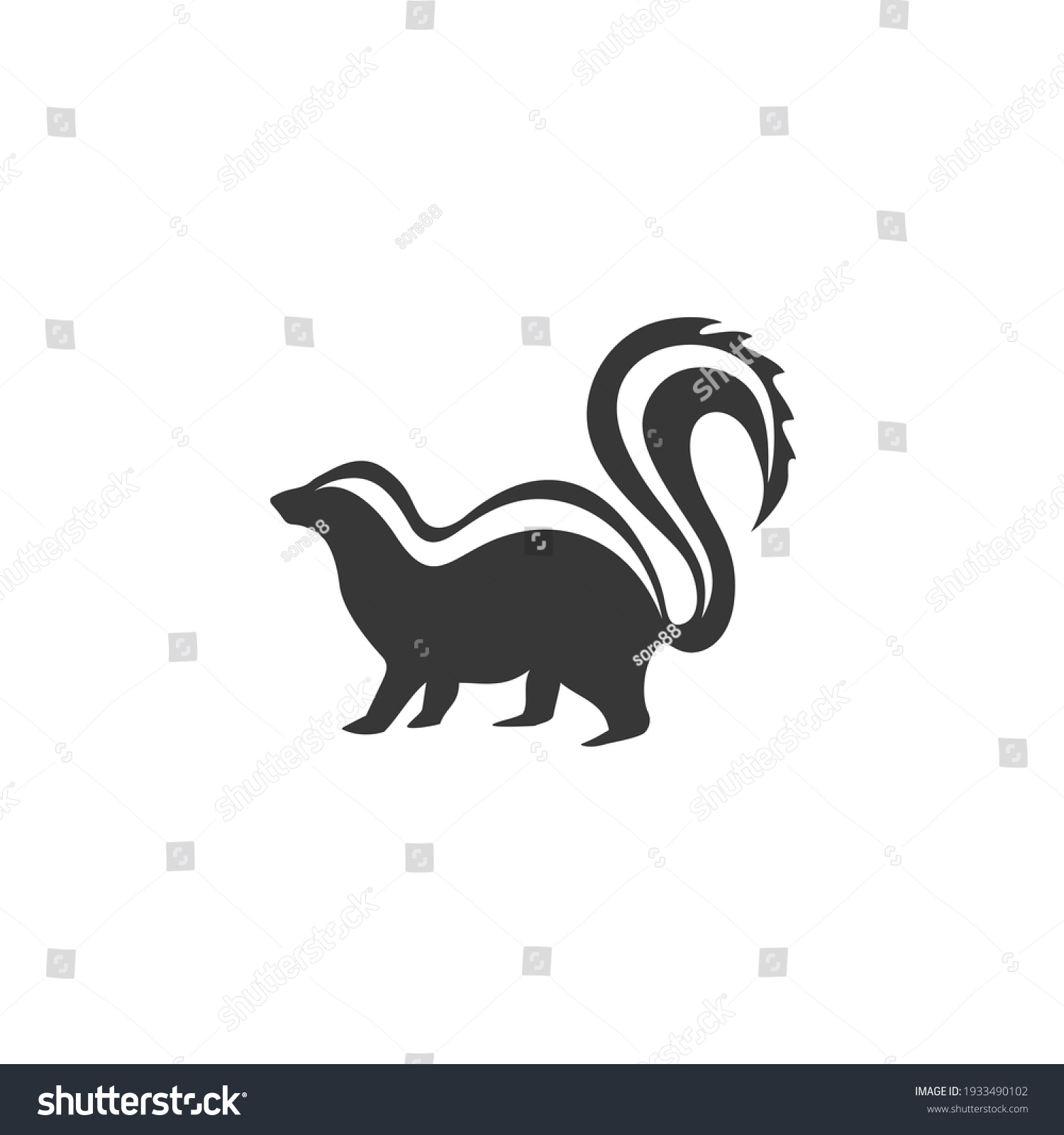 Skunk Minimalist Silhouette Logo Design Illustration Stock Vector ...