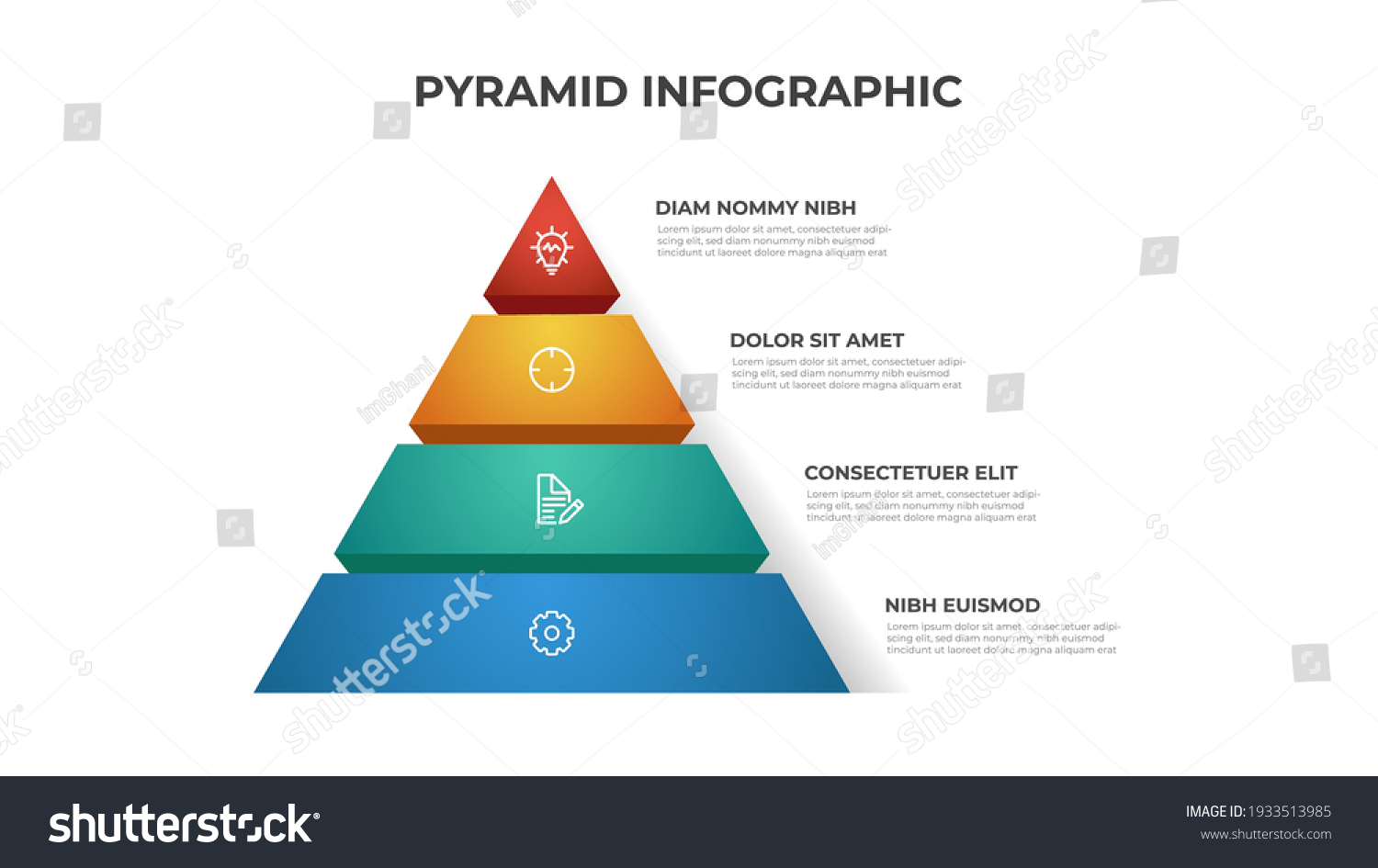 Pyramid Infographic Template 4 List Icons Stock Vector (Royalty Free ...