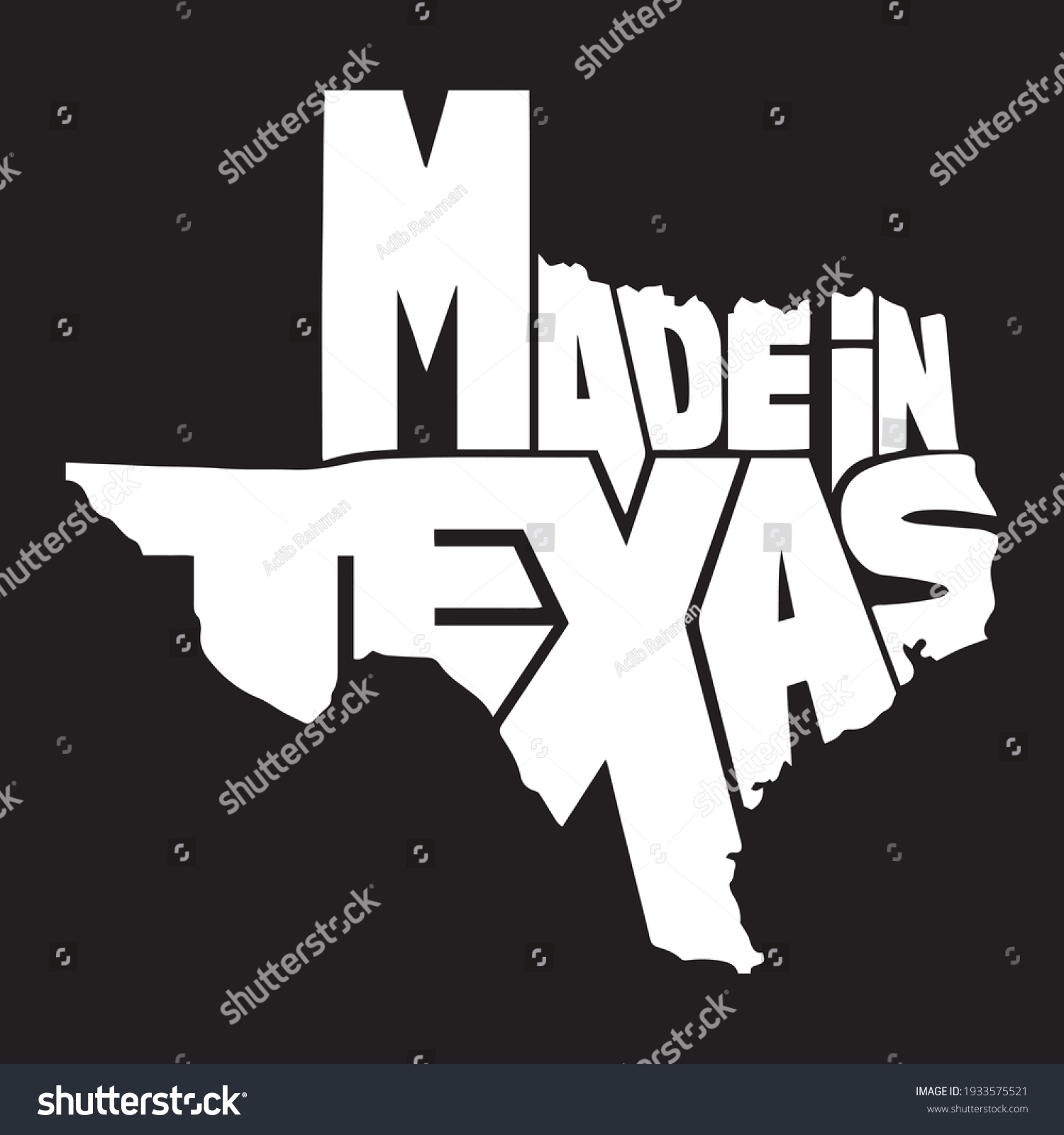 Made Texas Design Black White Version Stock Vector (royalty Free 