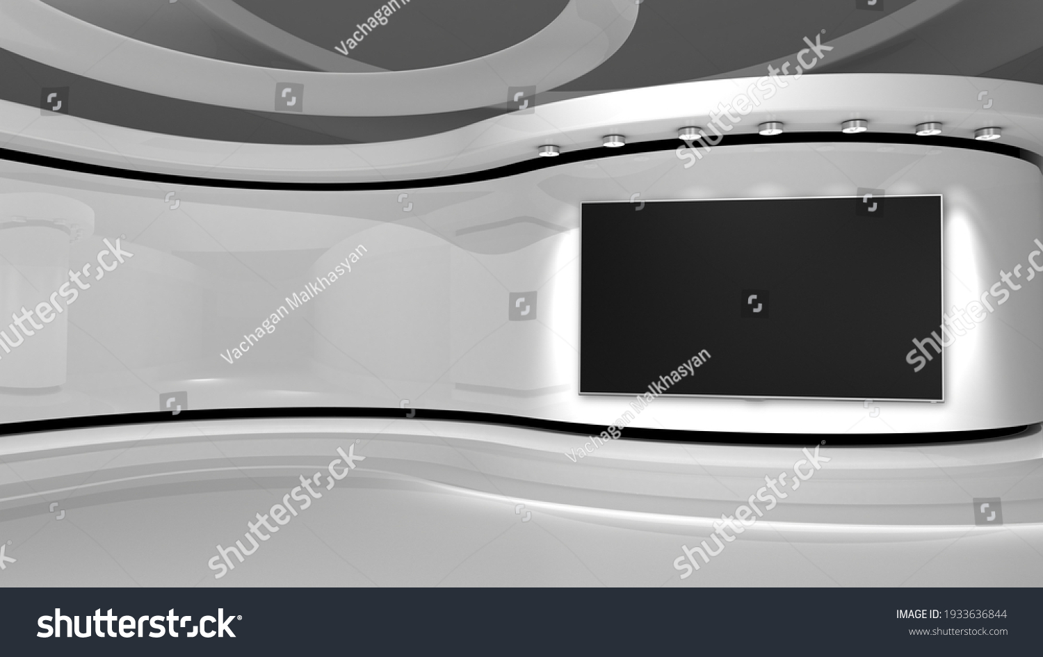 White Studio Screen On Wall White Stock Illustration 1933636844 ...