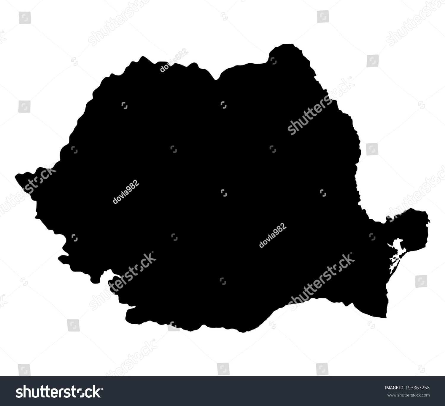 Romania Vector Map Silhouette Isolated On Stock Vector (Royalty Free ...