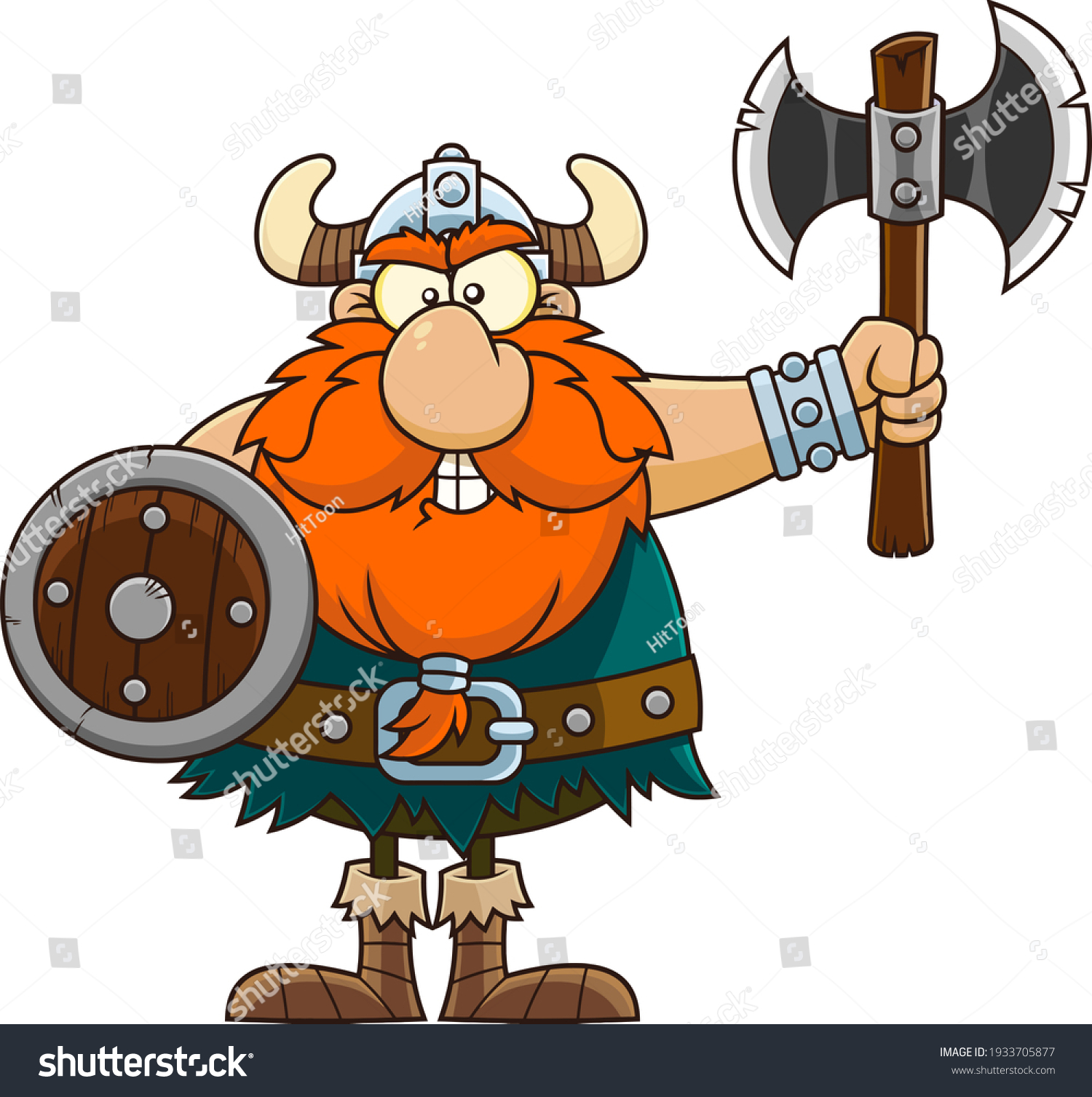 Angry Viking Cartoon Character Holding Shield Stock Illustration ...