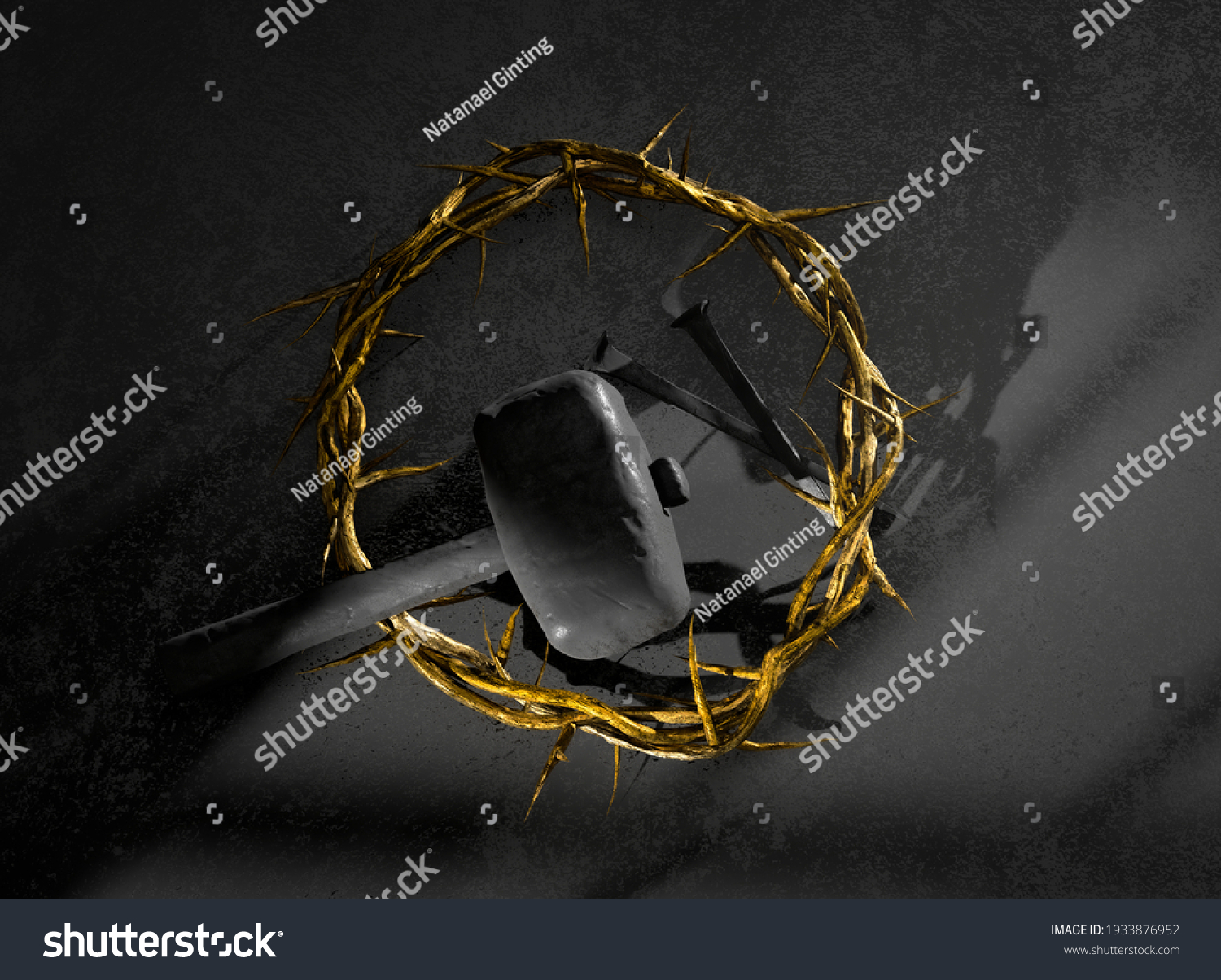 Jesus Christ Crown Thorns Nails Hammer Stock Illustration 1933876952 ...