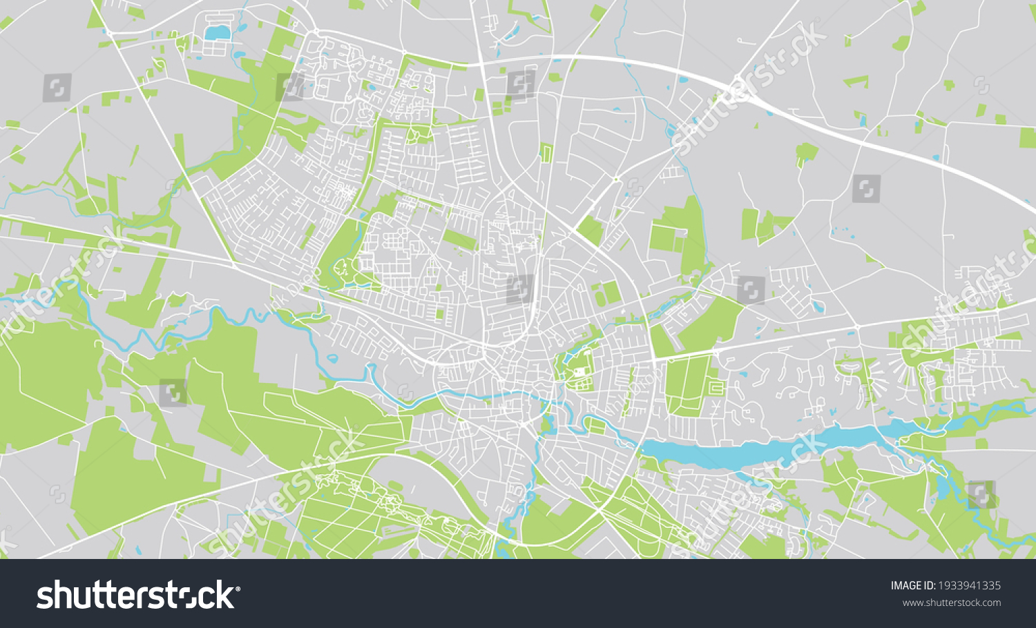 Urban Vector City Map Holstebro Denmark Stock Vector (Royalty Free ...