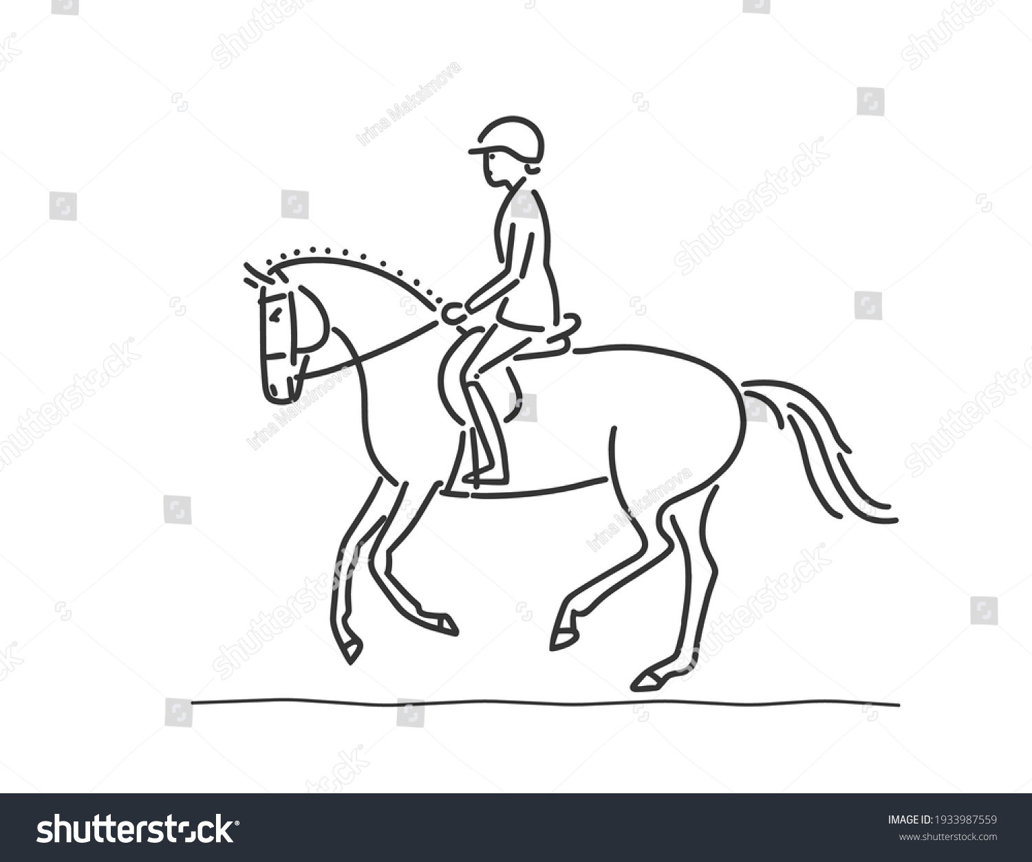 Cute Cartoon Horse Rider Hand Drawn Stock Vector (Royalty Free ...