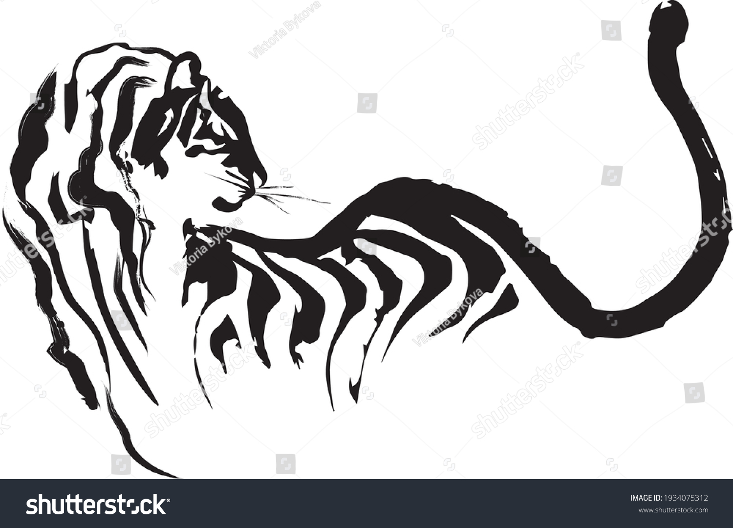 Тигр силует по ту сторону арт