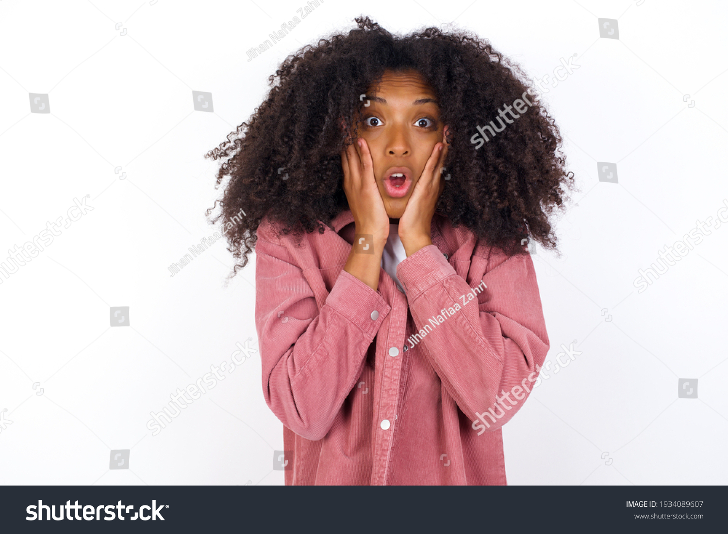 Scared Terrified Young Beautiful African American Stock Photo ...