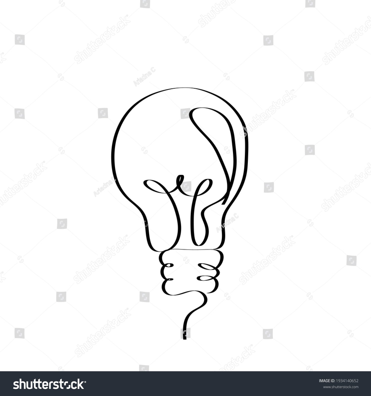 Continuous One Line Drawing Light Bulb Stock Illustration 1934140652 ...