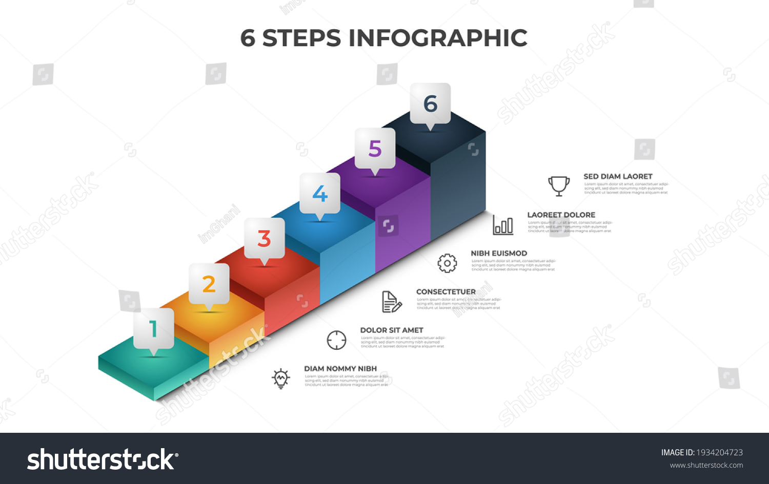 6 Stairs Steps Infographic Element Template Stock Vector (Royalty Free ...