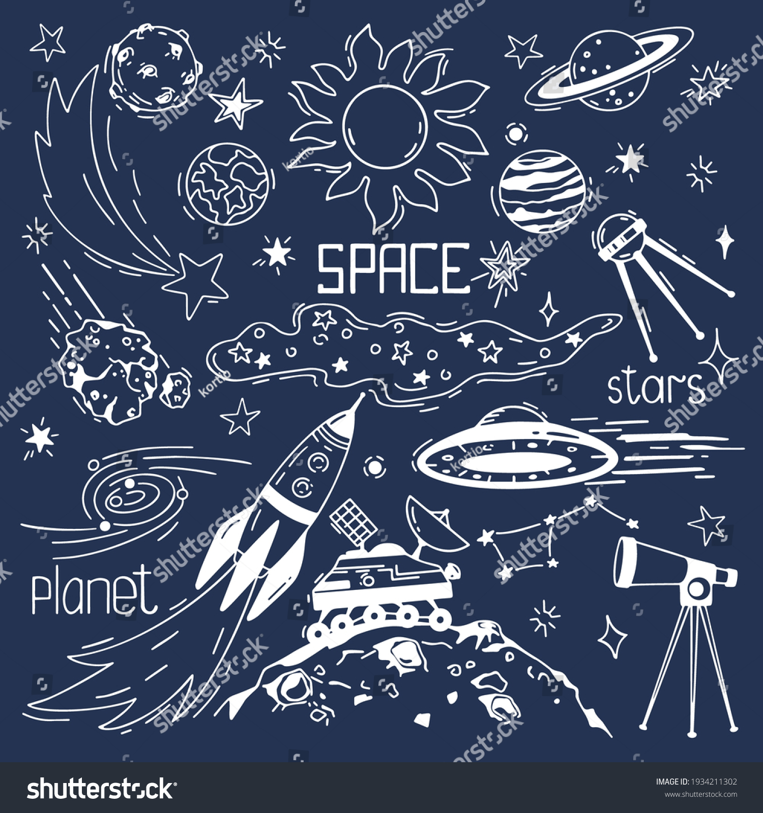 Space Planets Galaxy Stars Vector Set Stock Vector (Royalty Free ...