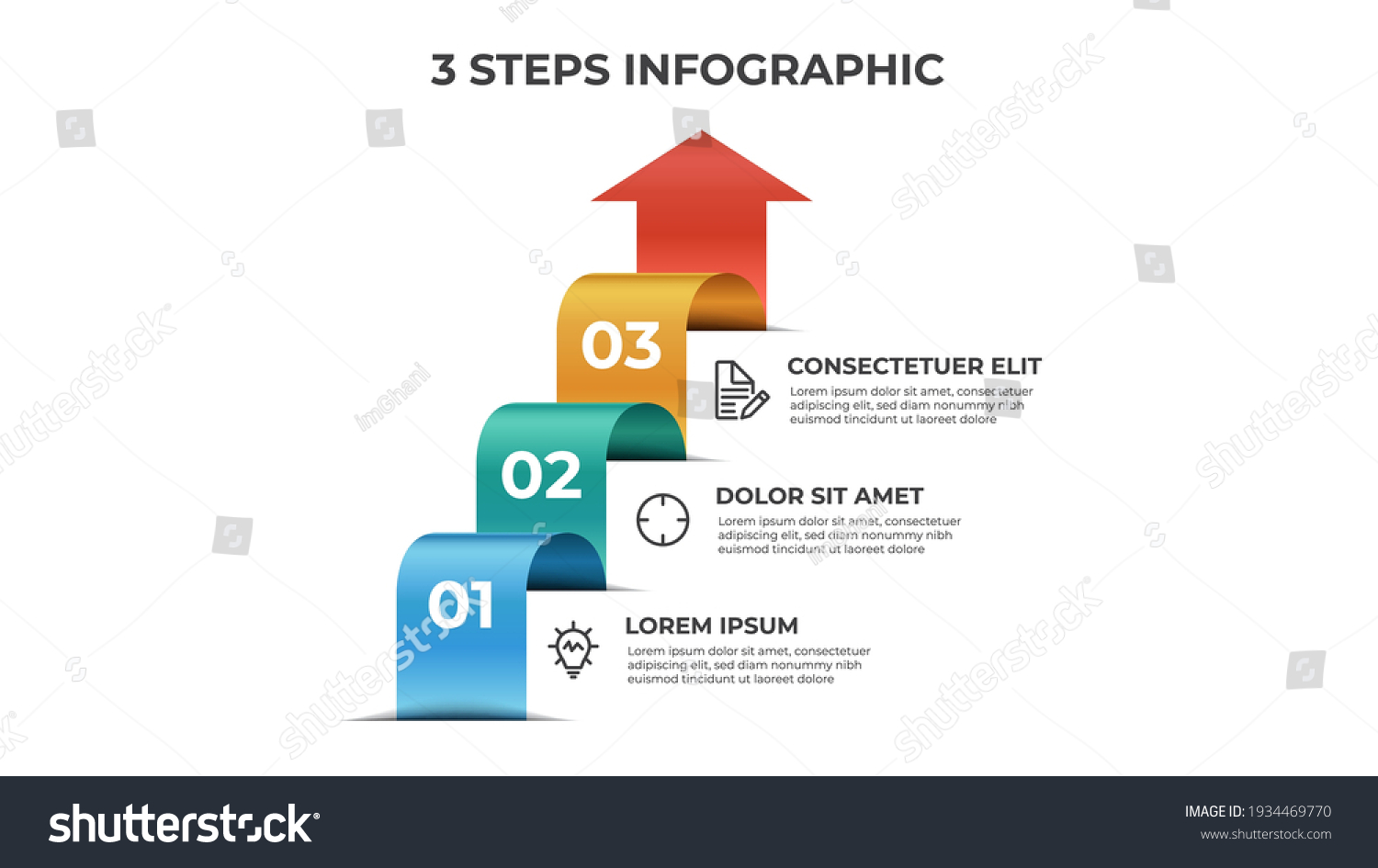 3 Stairs Steps Infographic Element Template Stock Vector (Royalty Free ...