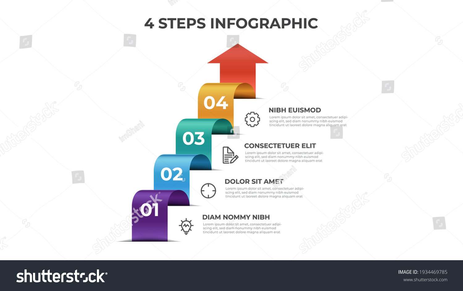 4 Stairs Steps Infographic Element Template Stock Vector (Royalty Free ...