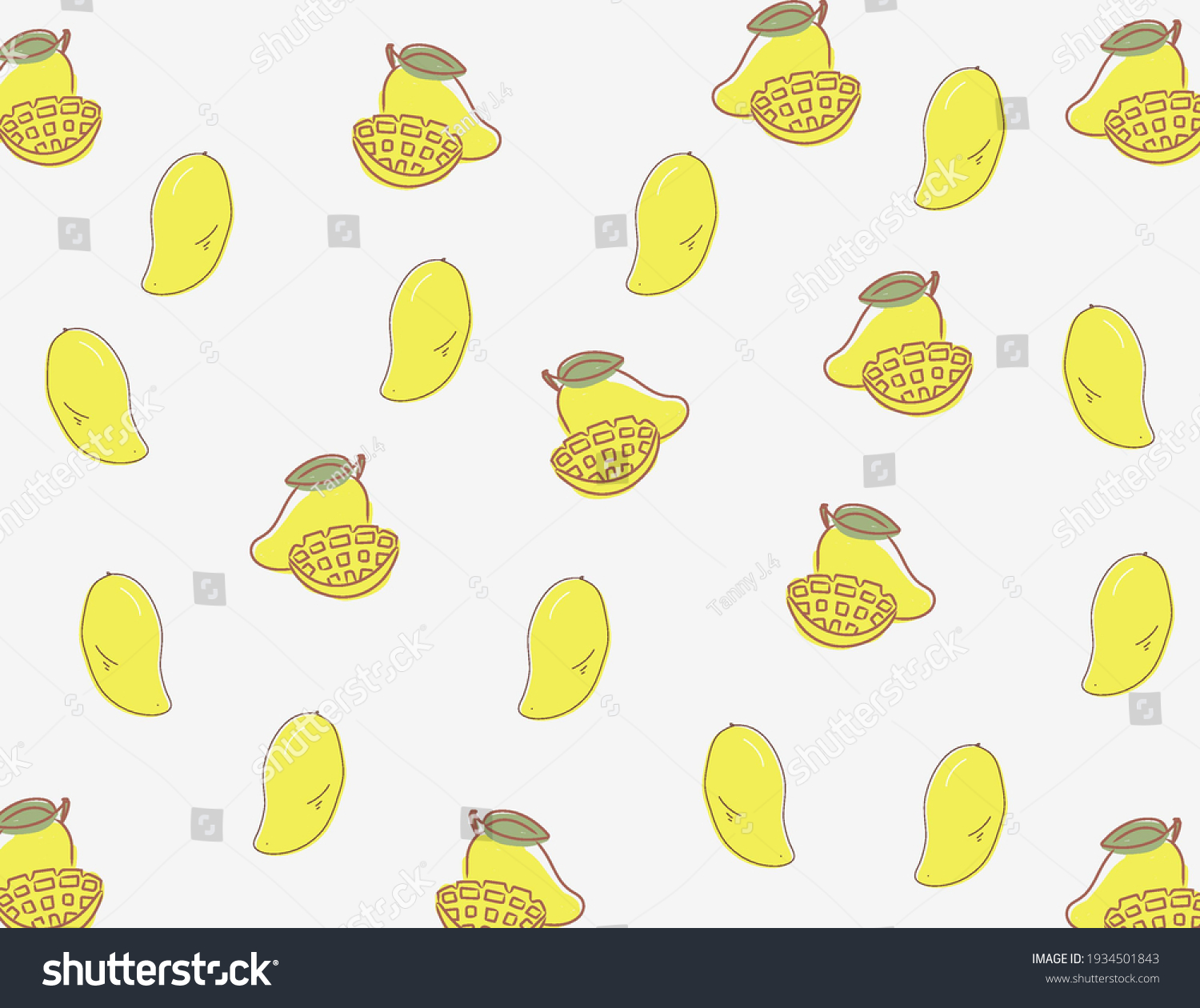 Drawing Yellow Mangoes Cute Fruit Pattern Stock Illustration 1934501843 ...