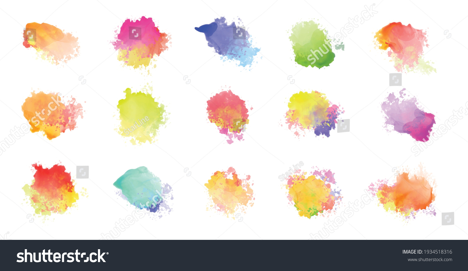 Big Set Watercolor Colorful Stains Stock Vector (royalty Free 