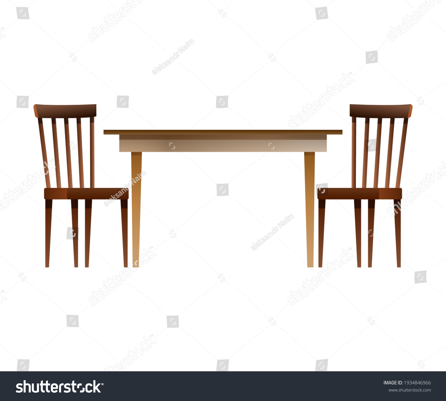 Table Two Chairs On White Background Stock Vector (royalty Free 