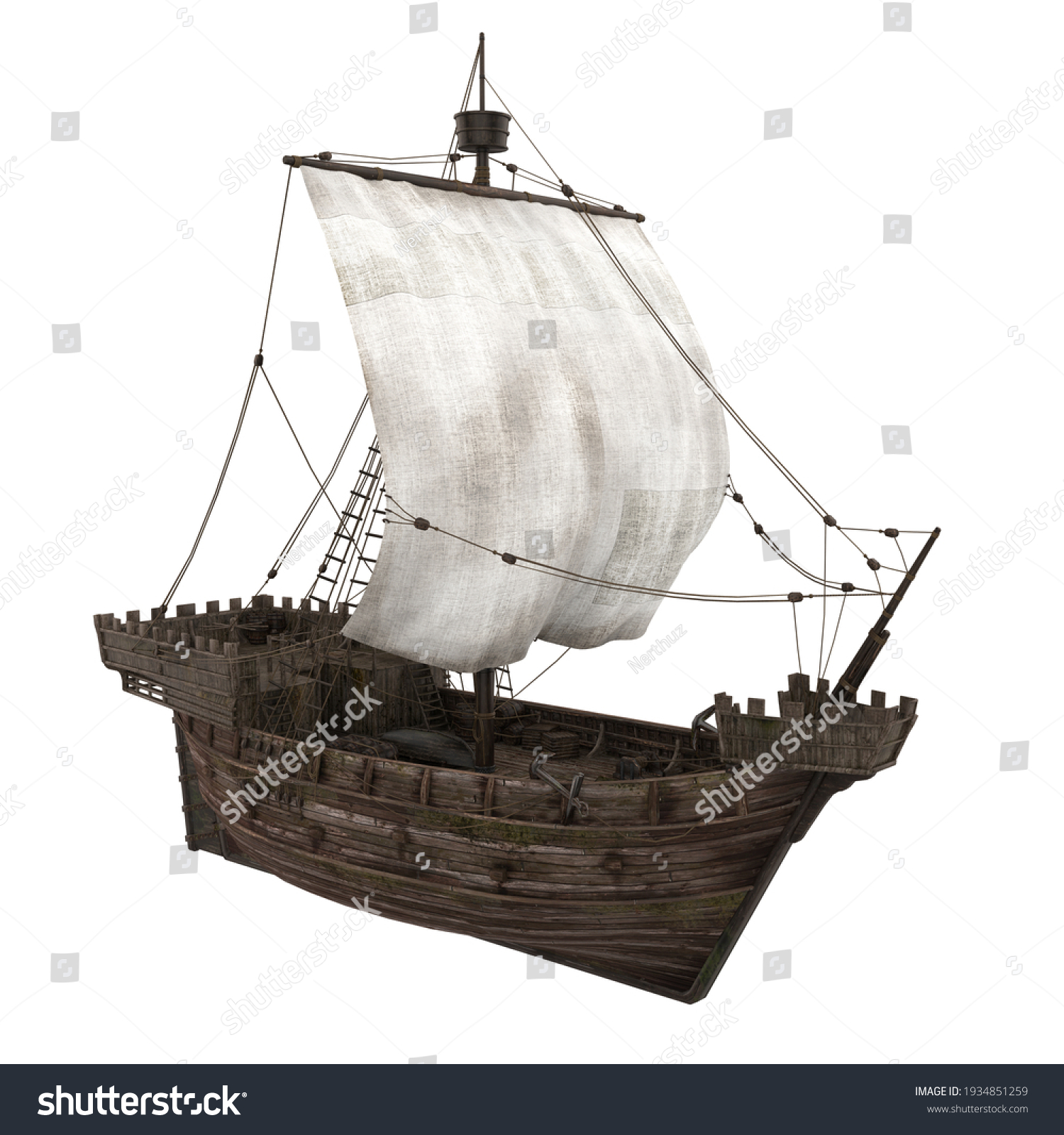 Sail Ship Isolated 3d Rendering Stock Illustration 1934851259 ...