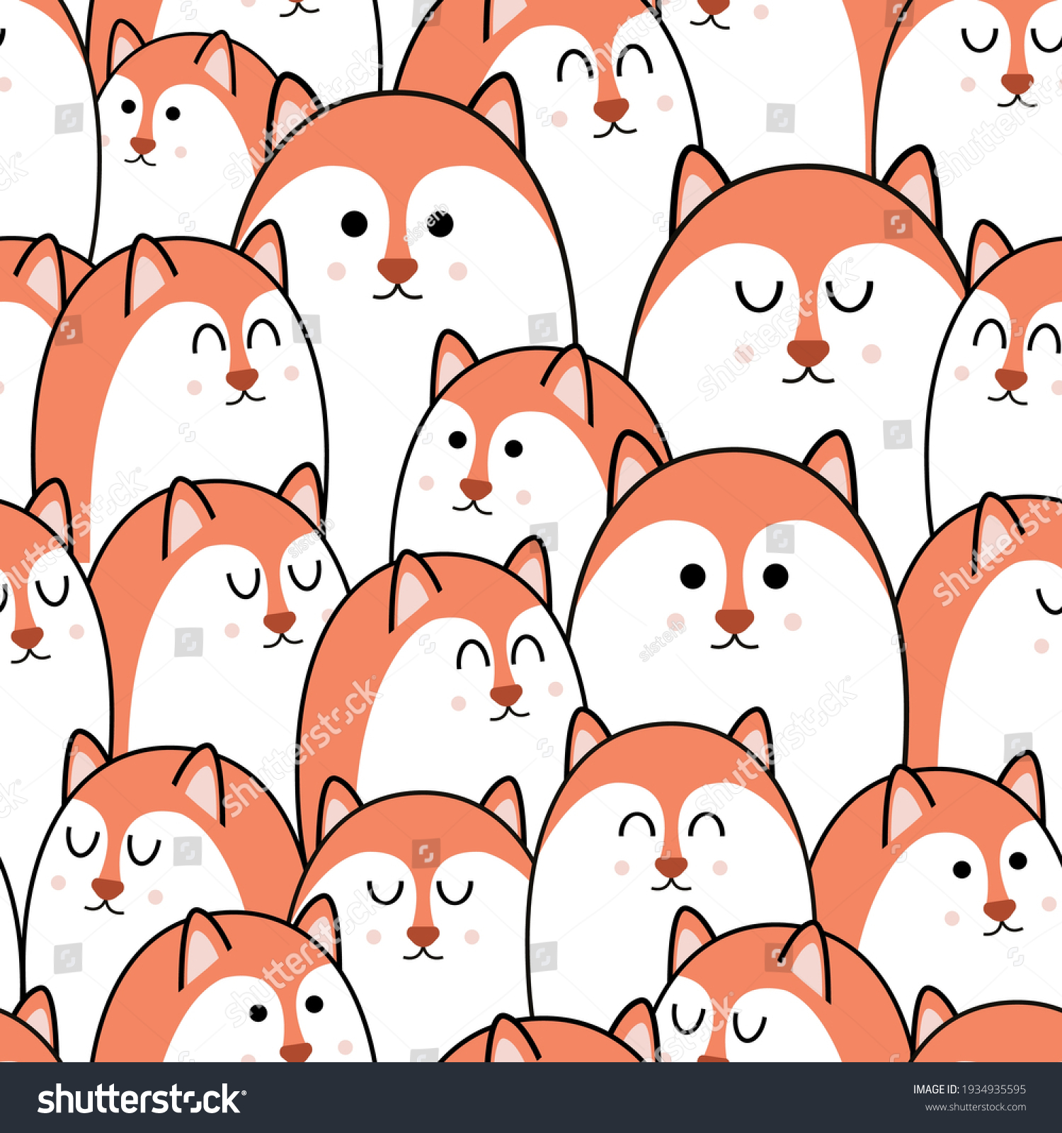 Pattern Background Cute Animal Wolf Orange Stock Vector (Royalty Free ...