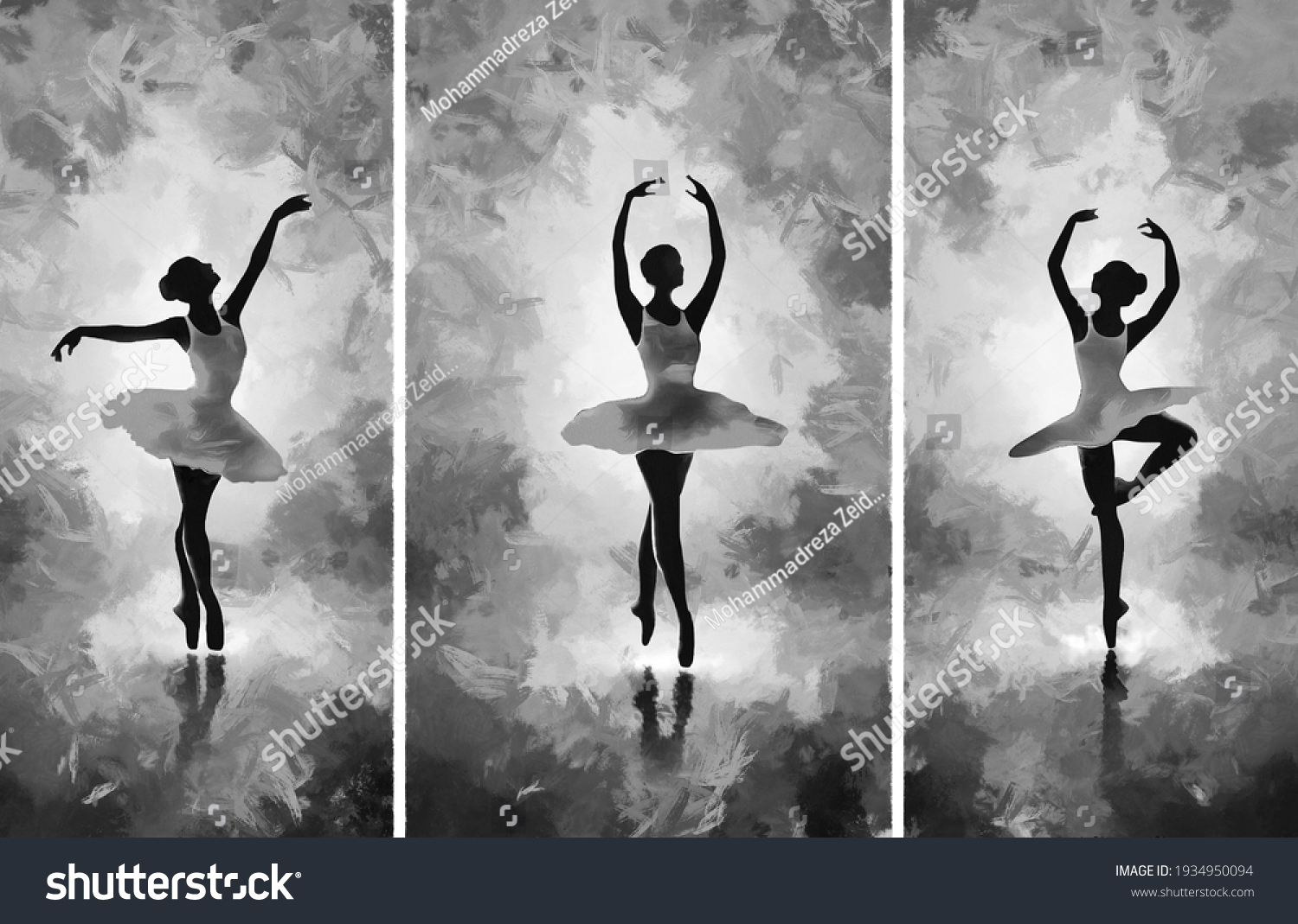 Black Painting Girl Ballerina Dancing Abstract Stock Illustration ...