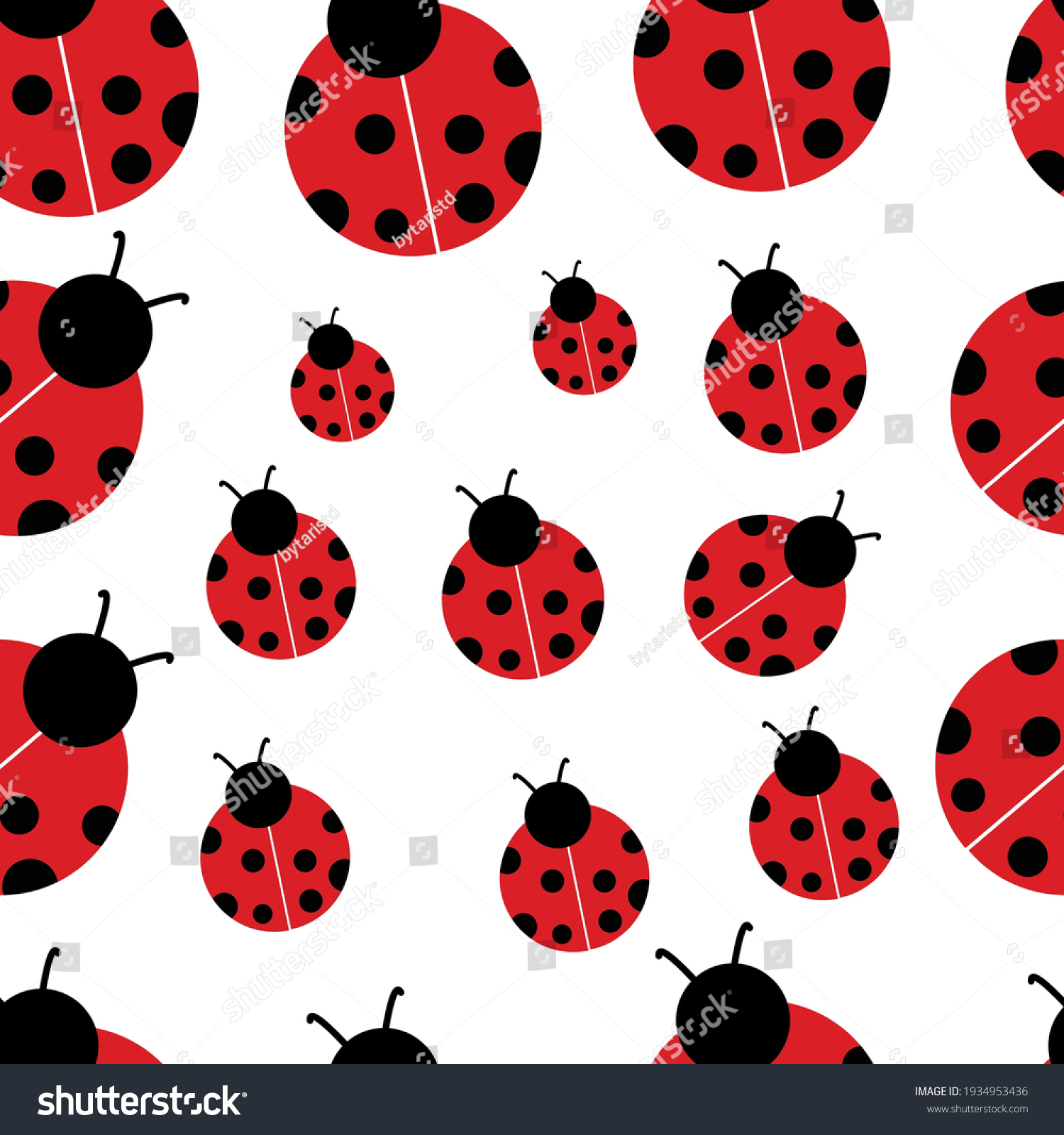 Cute Ladybugs Seamless Pattern Isolated On Stock Vector (Royalty Free ...